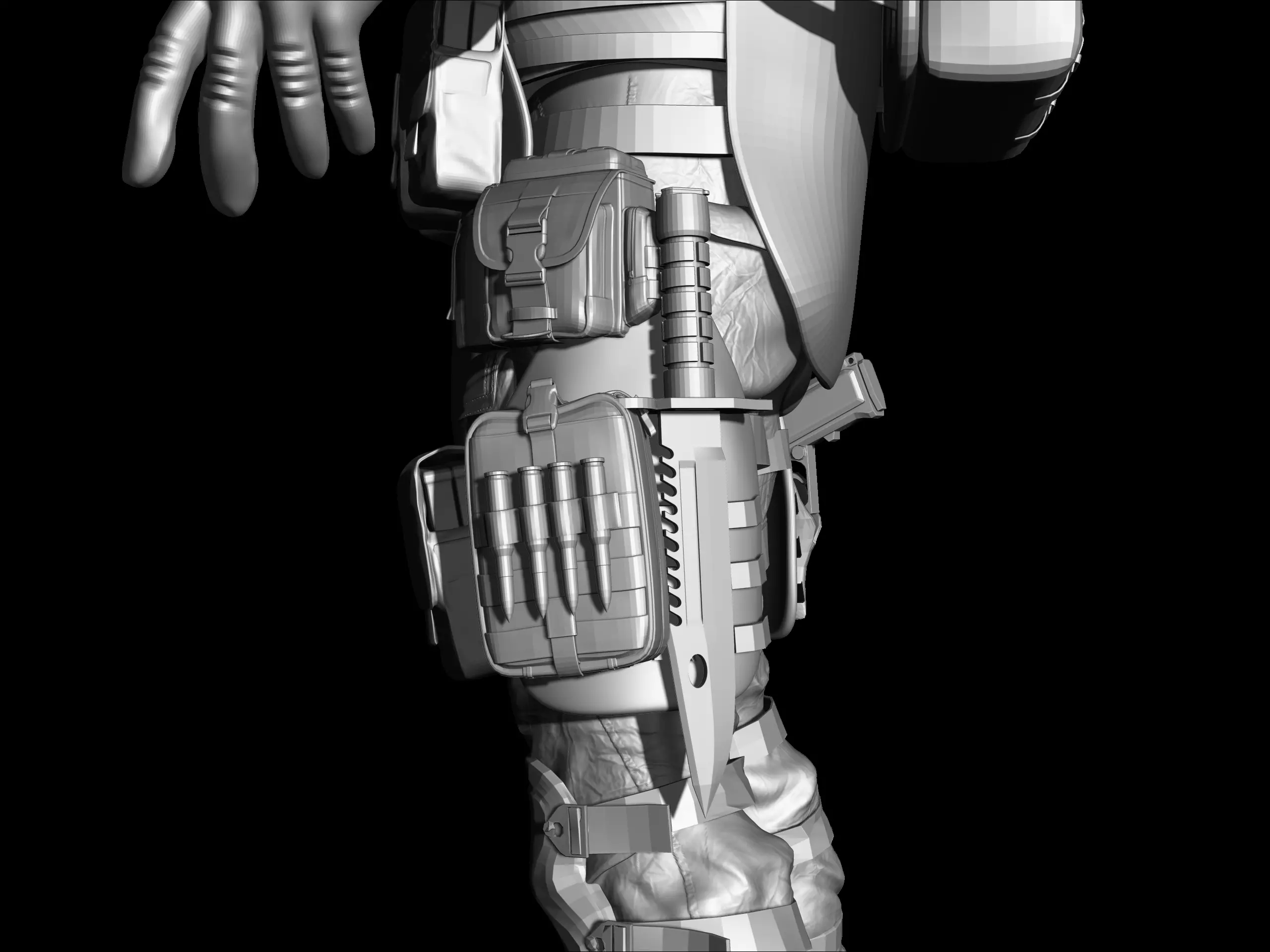 Military Tactical Soldier High-Poly Sculpt ZBrush Game Asset WIP 3D model_8