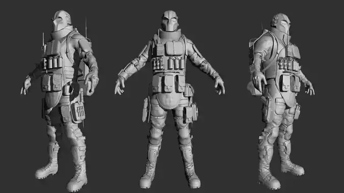 Military Tactical Soldier High-Poly Sculpt ZBrush Game Asset WIP 3D model