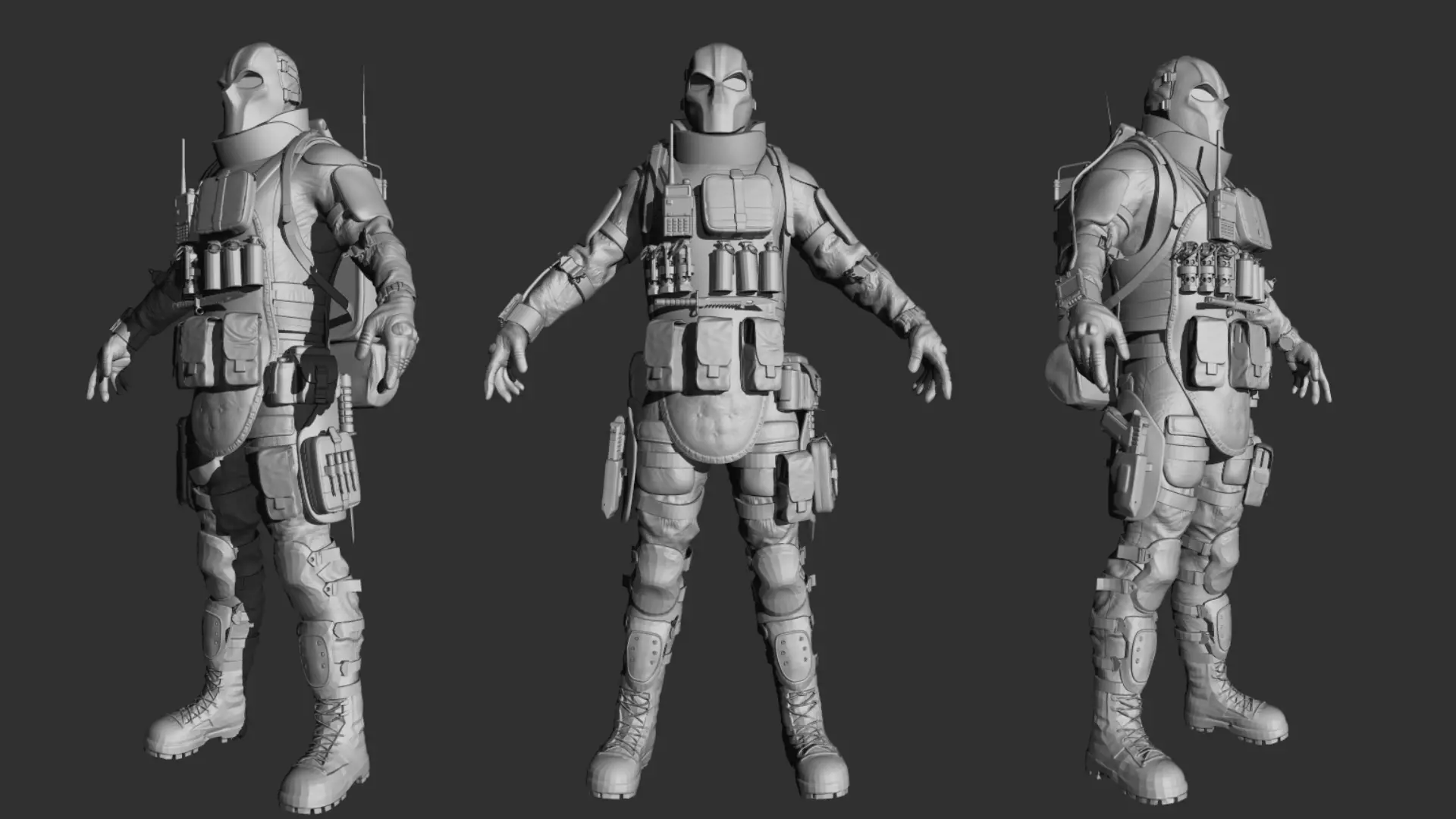 Military Tactical Soldier High-Poly Sculpt ZBrush Game Asset WIP 3D model_0