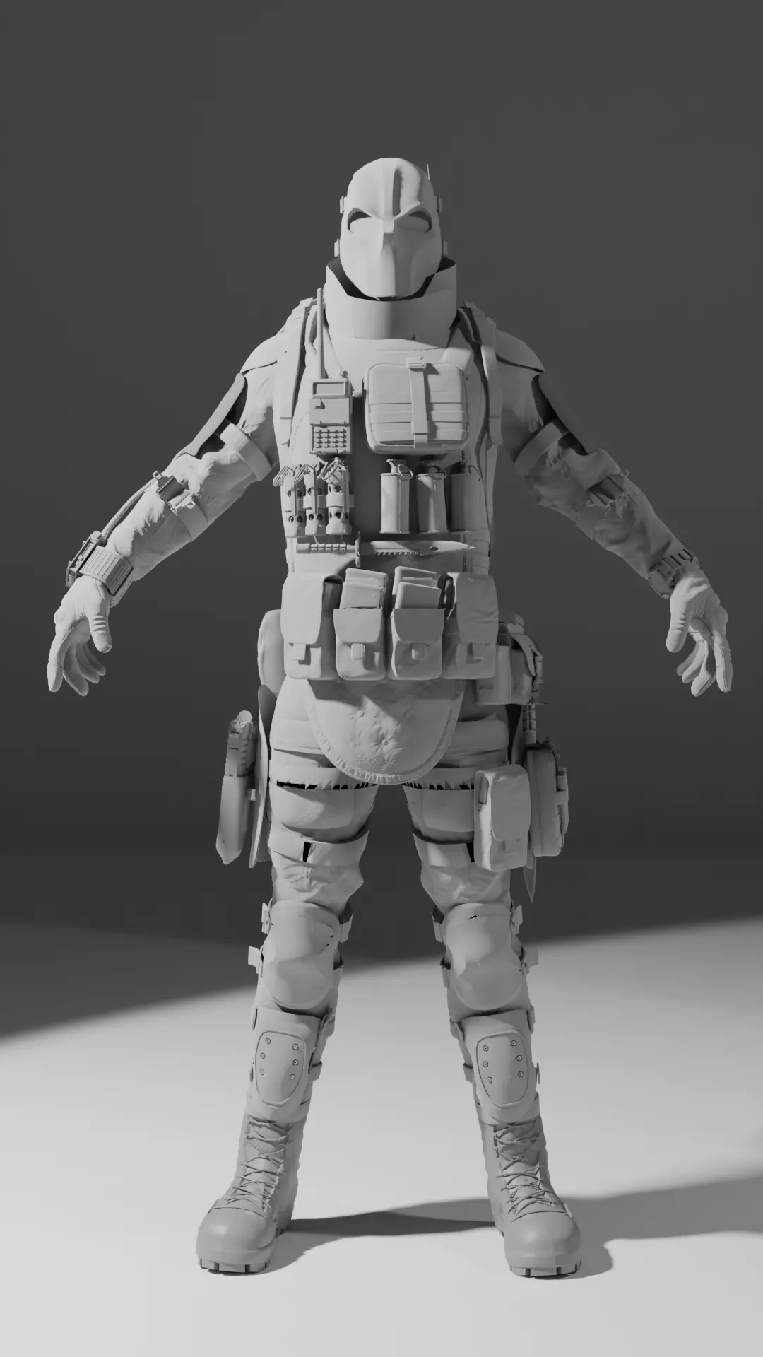 Military Tactical Soldier High-Poly Sculpt ZBrush Game Asset WIP 3D model_7