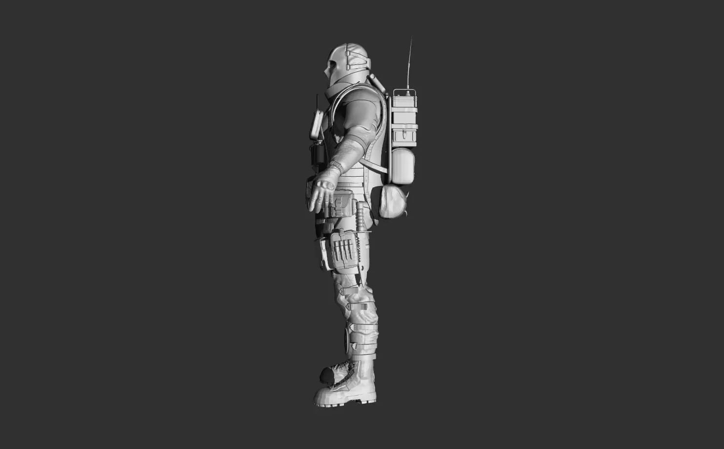 Military Tactical Soldier High-Poly Sculpt ZBrush Game Asset WIP 3D model_3