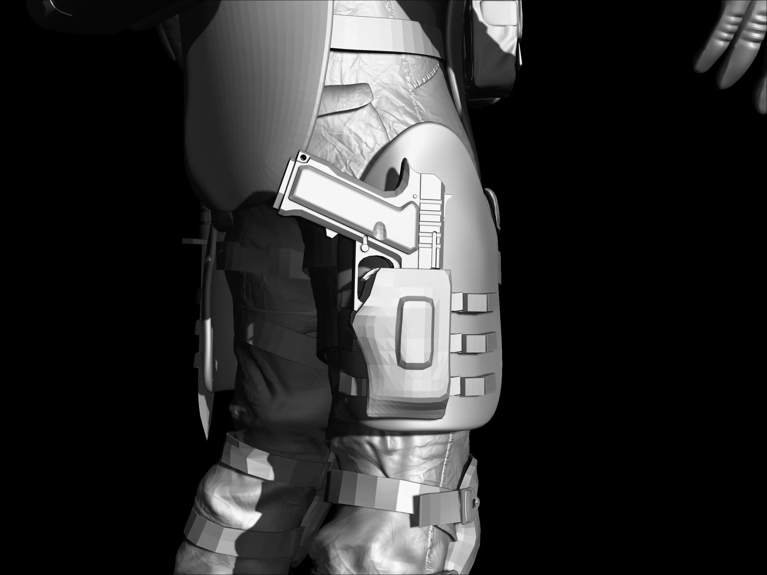 Military Tactical Soldier High-Poly Sculpt ZBrush Game Asset WIP 3D model_12