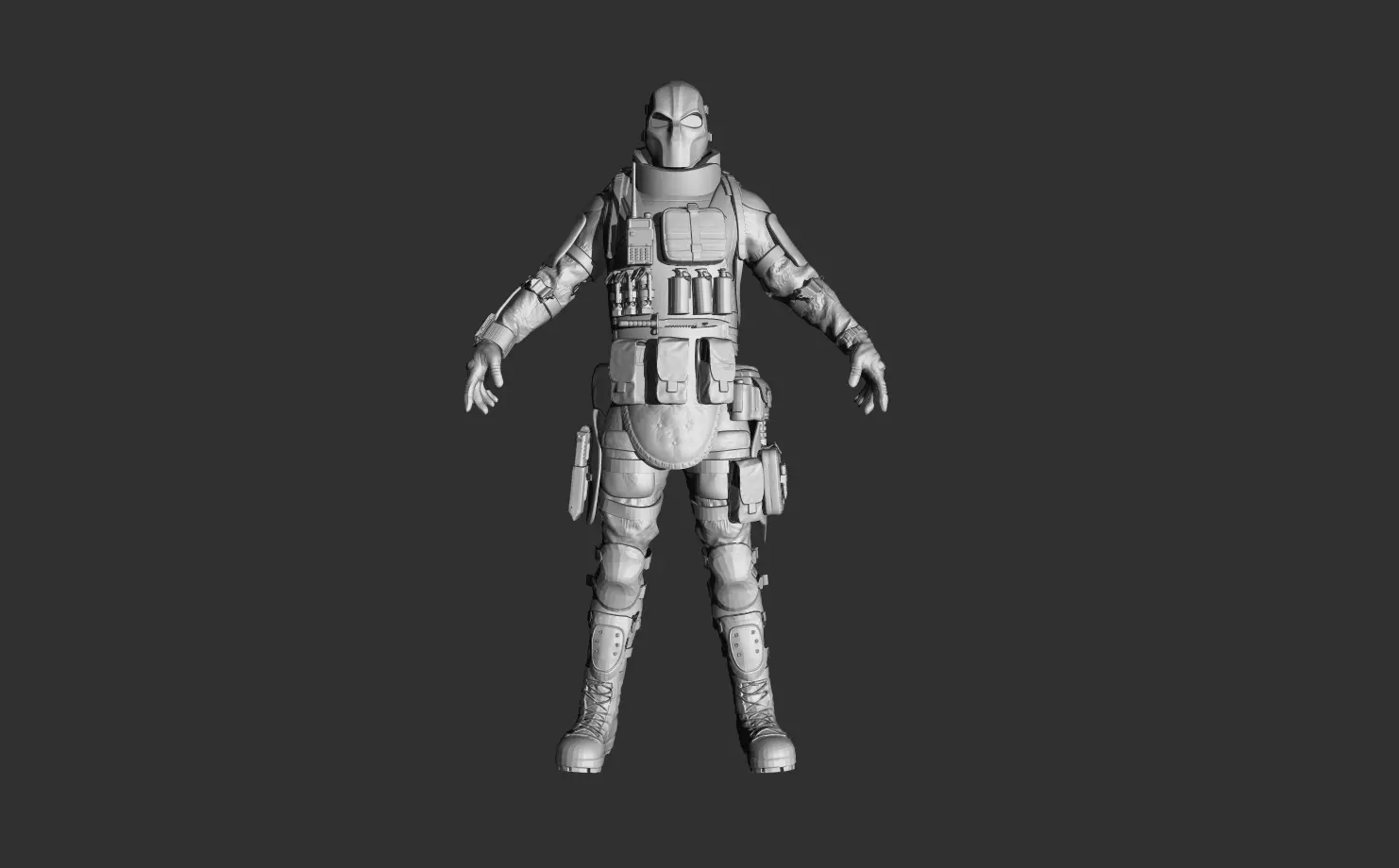 Military Tactical Soldier High-Poly Sculpt ZBrush Game Asset WIP 3D model_2