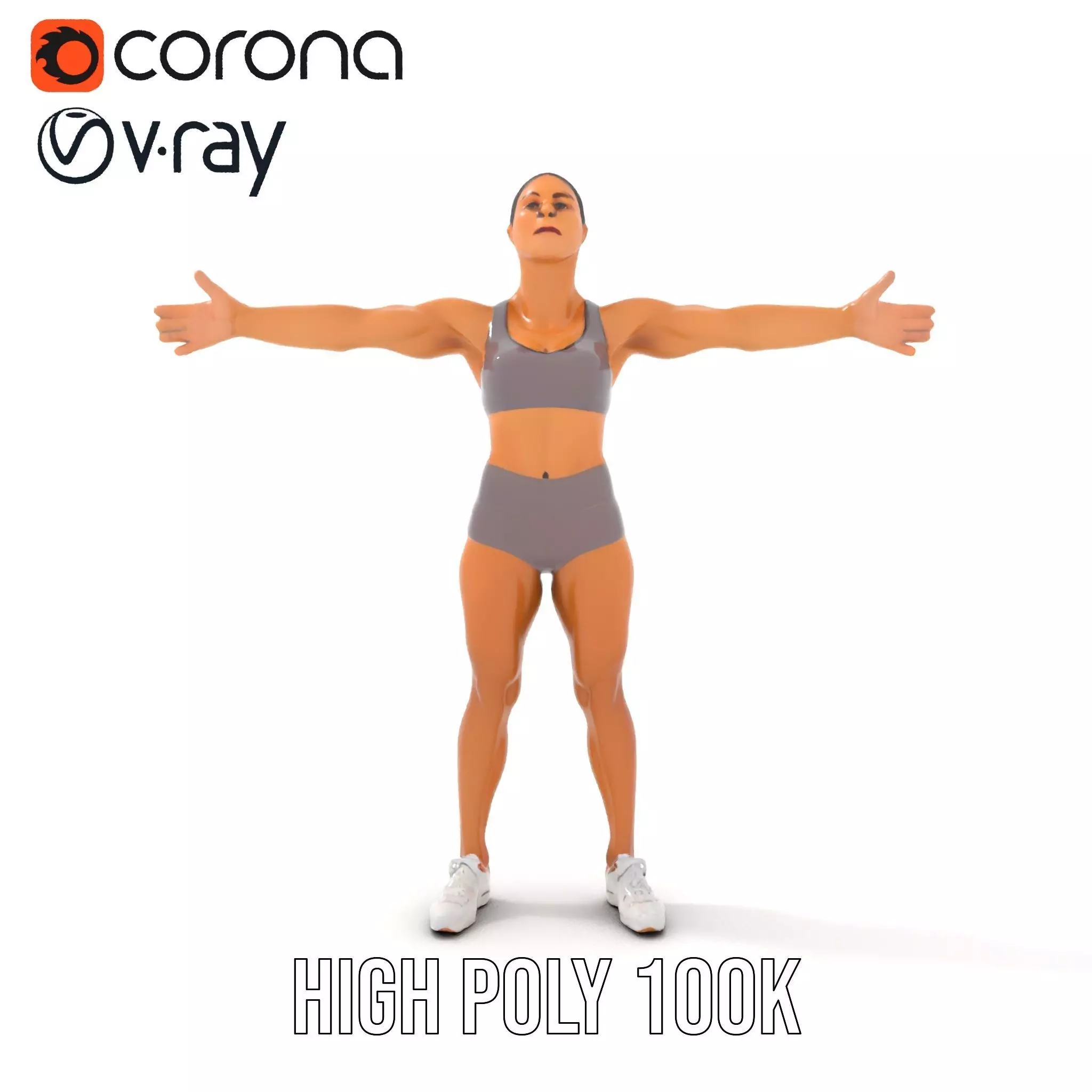 Athletic Female Model Pack for Fitness and Sports Projects Low-poly 3D model_26