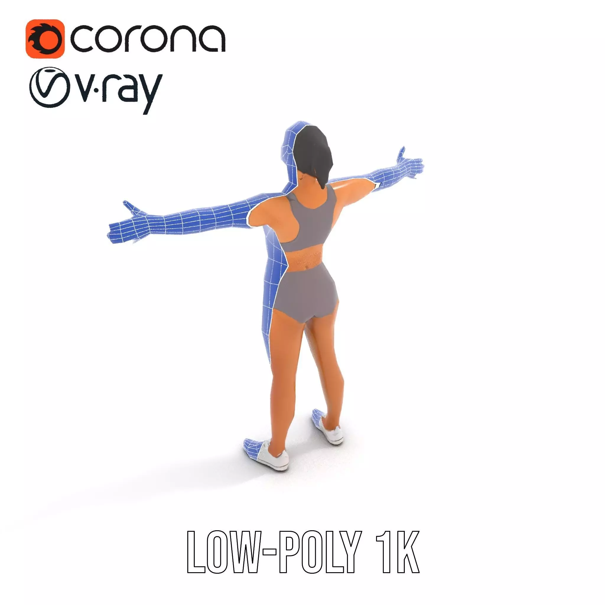 Athletic Female Model Pack for Fitness and Sports Projects Low-poly 3D model_14