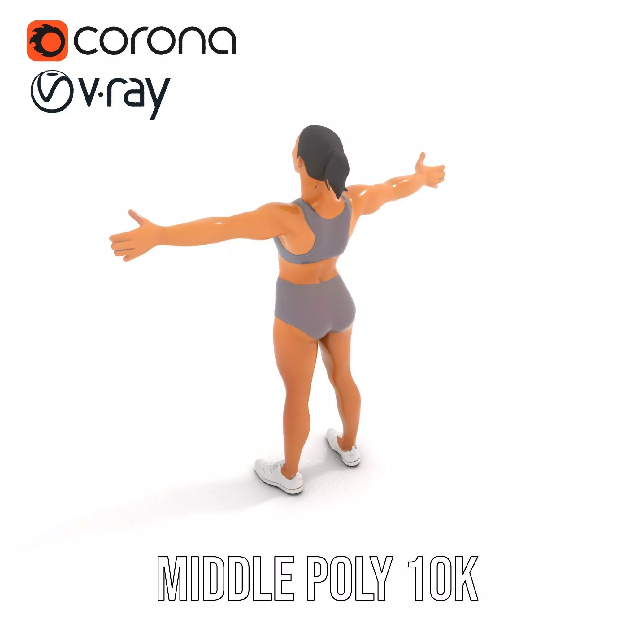 Athletic Female Model Pack for Fitness and Sports Projects Low-poly 3D model_19