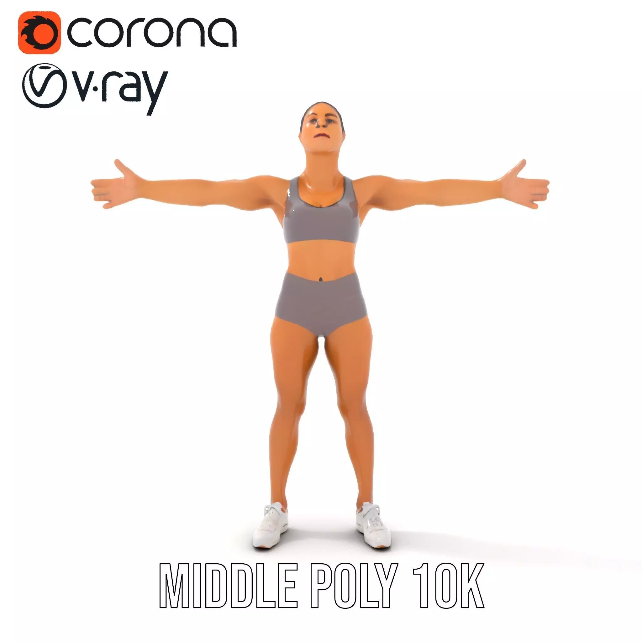 Athletic Female Model Pack for Fitness and Sports Projects Low-poly 3D model_10