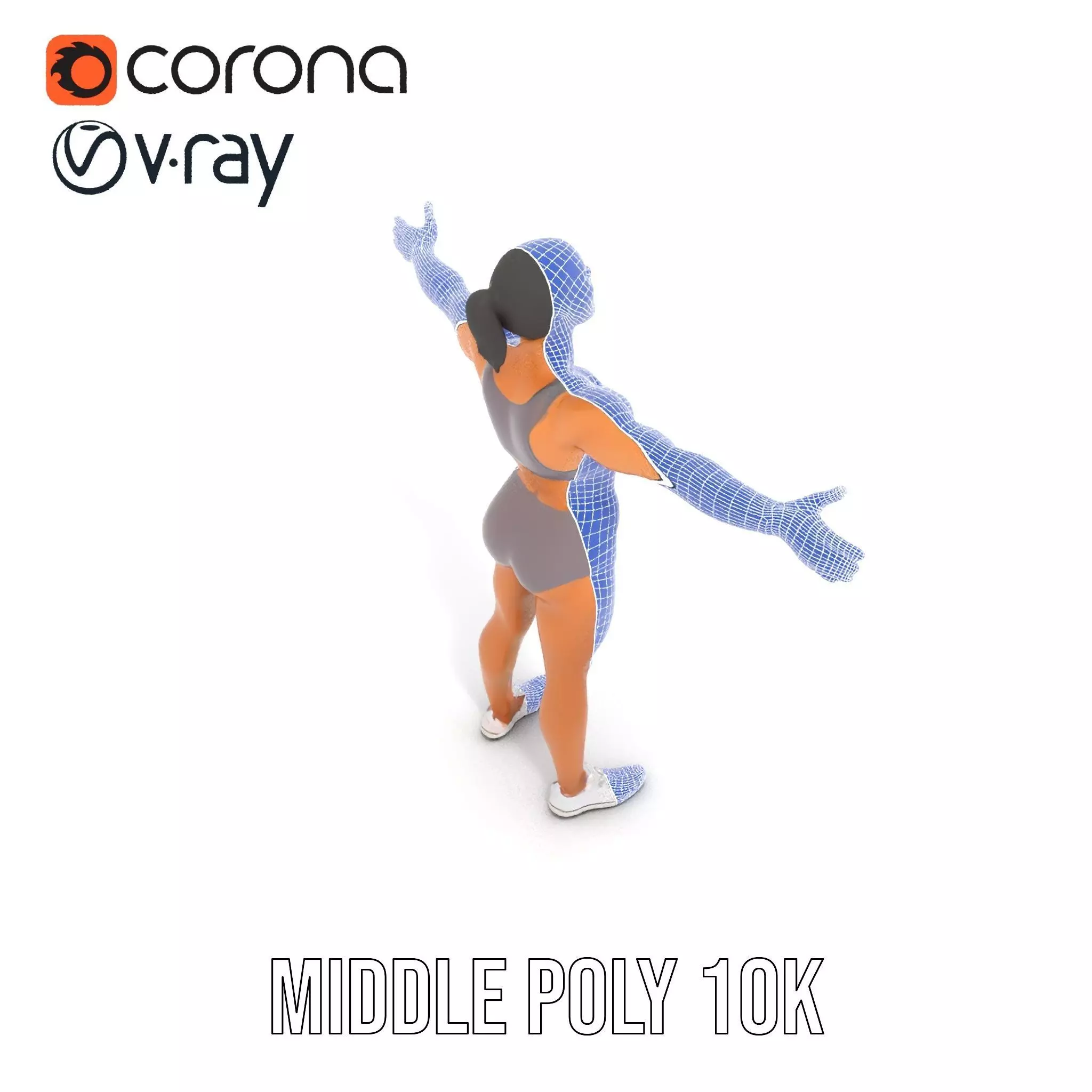 Athletic Female Model Pack for Fitness and Sports Projects Low-poly 3D model_24