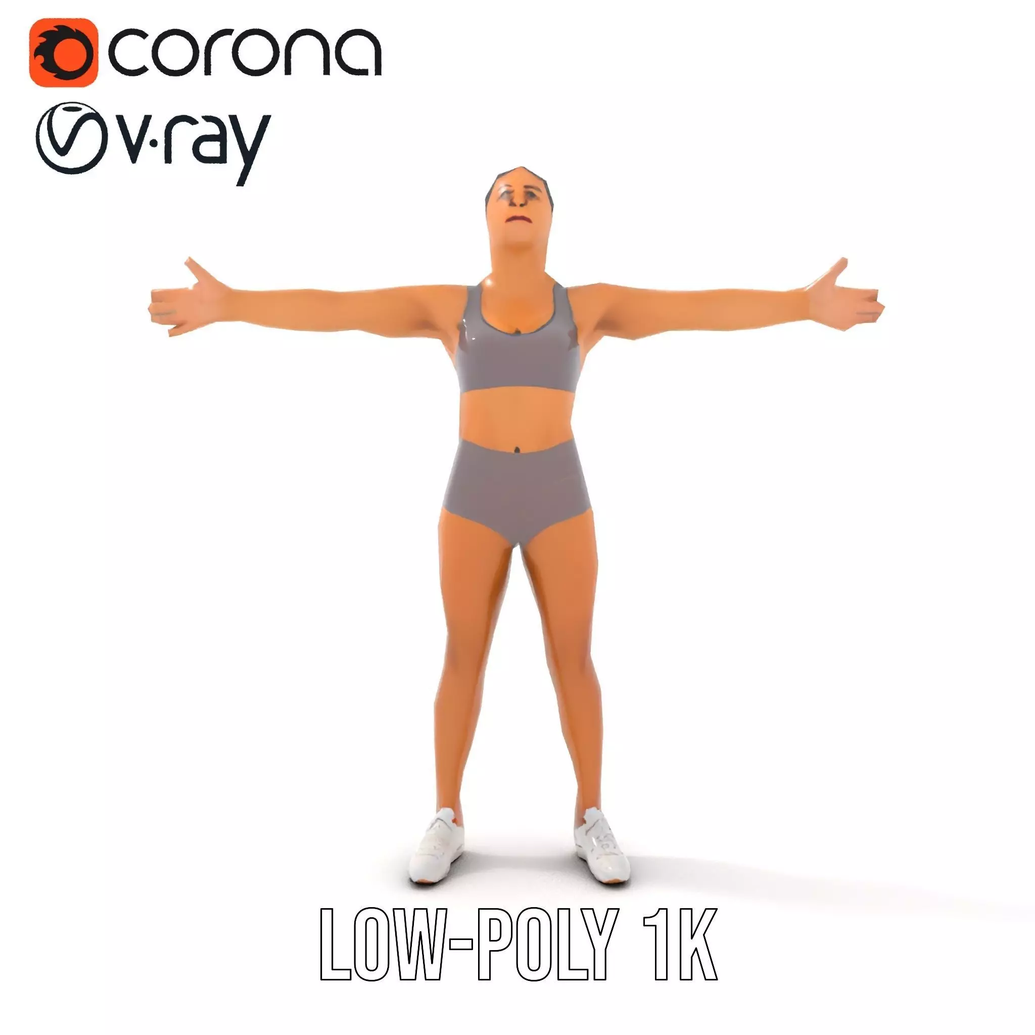 Athletic Female Model Pack for Fitness and Sports Projects Low-poly 3D model_20