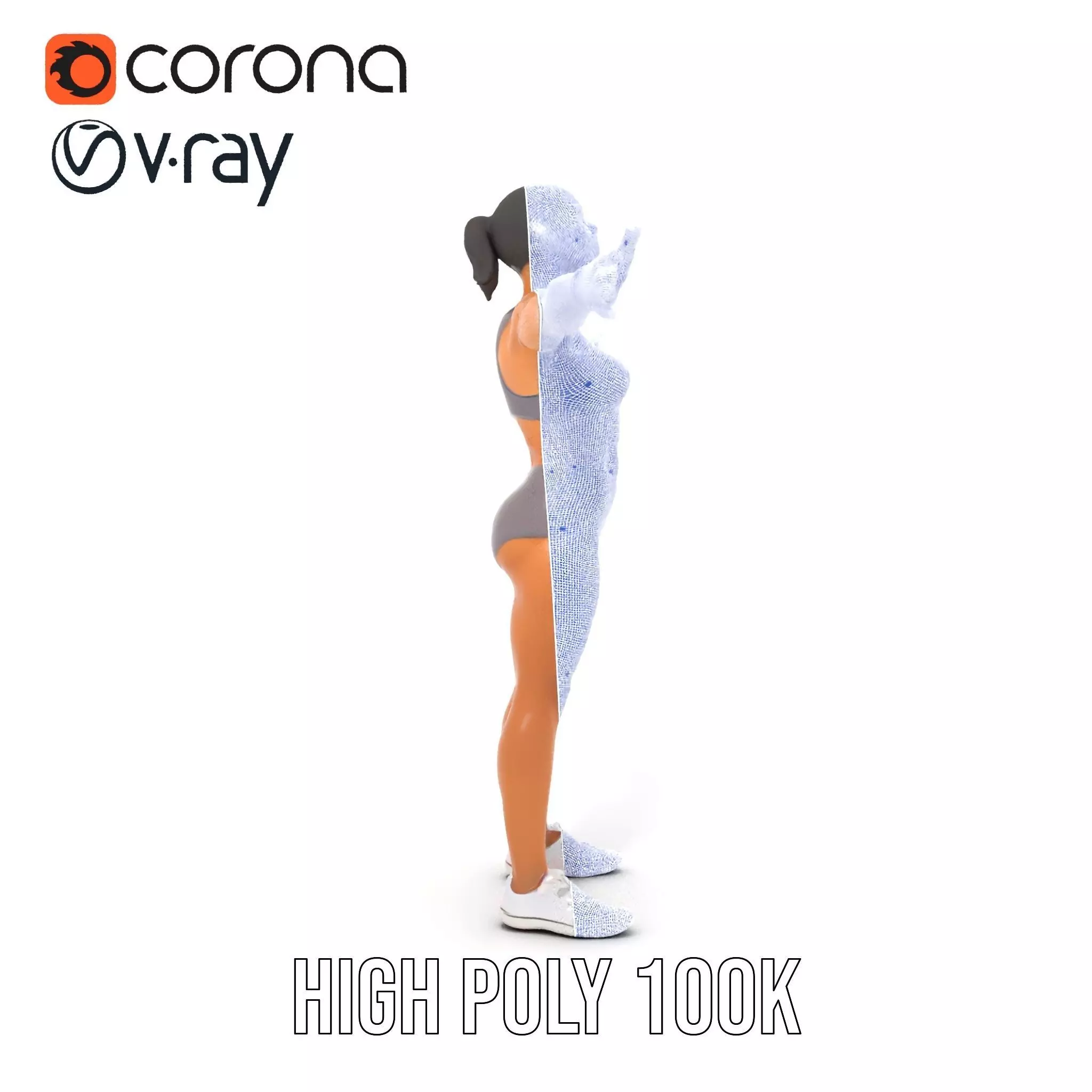 Athletic Female Model Pack for Fitness and Sports Projects Low-poly 3D model_35