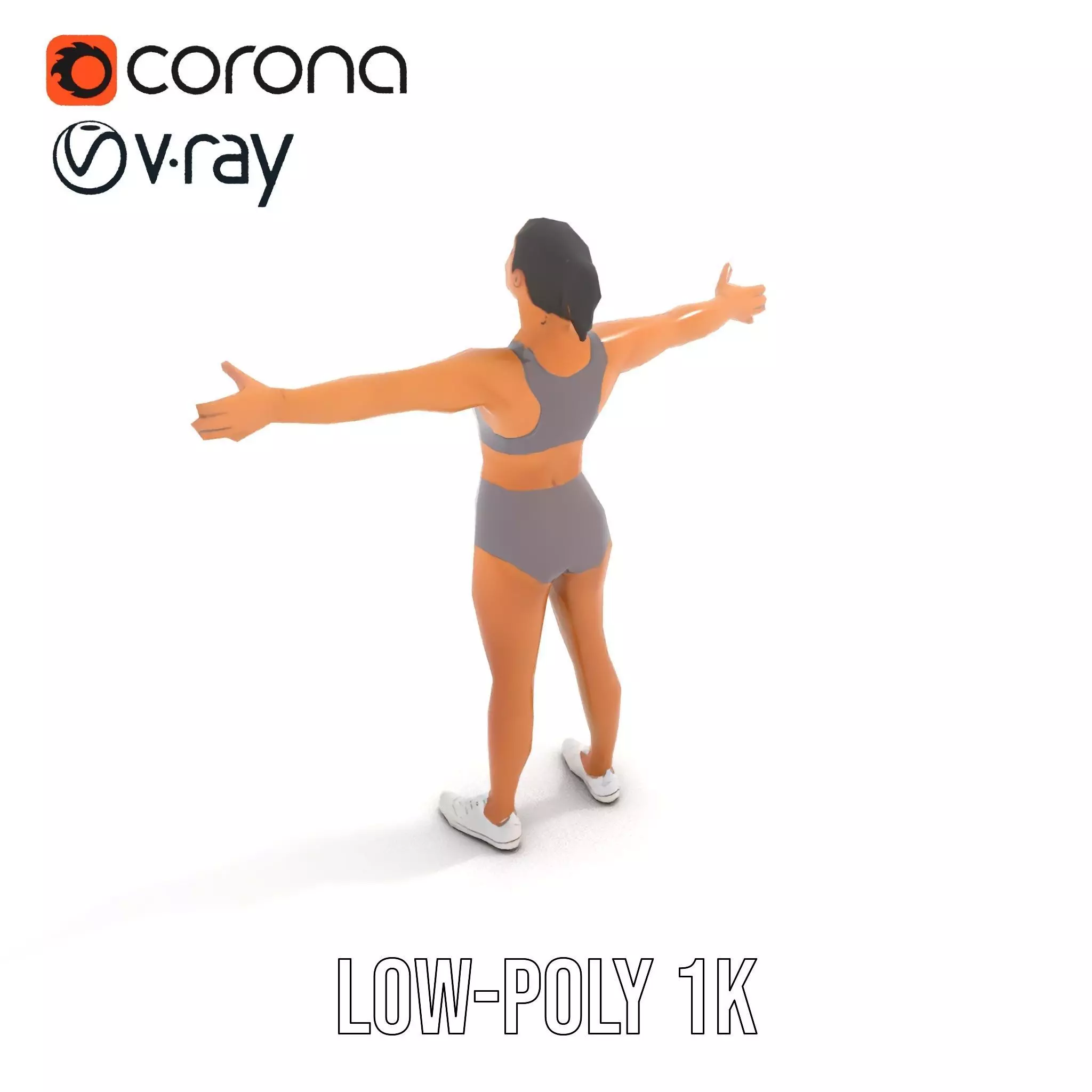 Athletic Female Model Pack for Fitness and Sports Projects Low-poly 3D model_8
