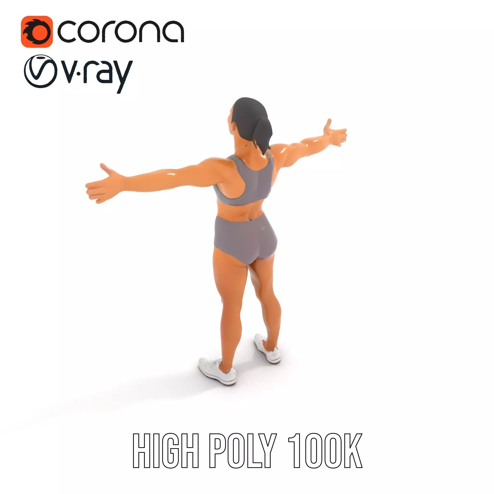 Athletic Female Model Pack for Fitness and Sports Projects Low-poly 3D model_15