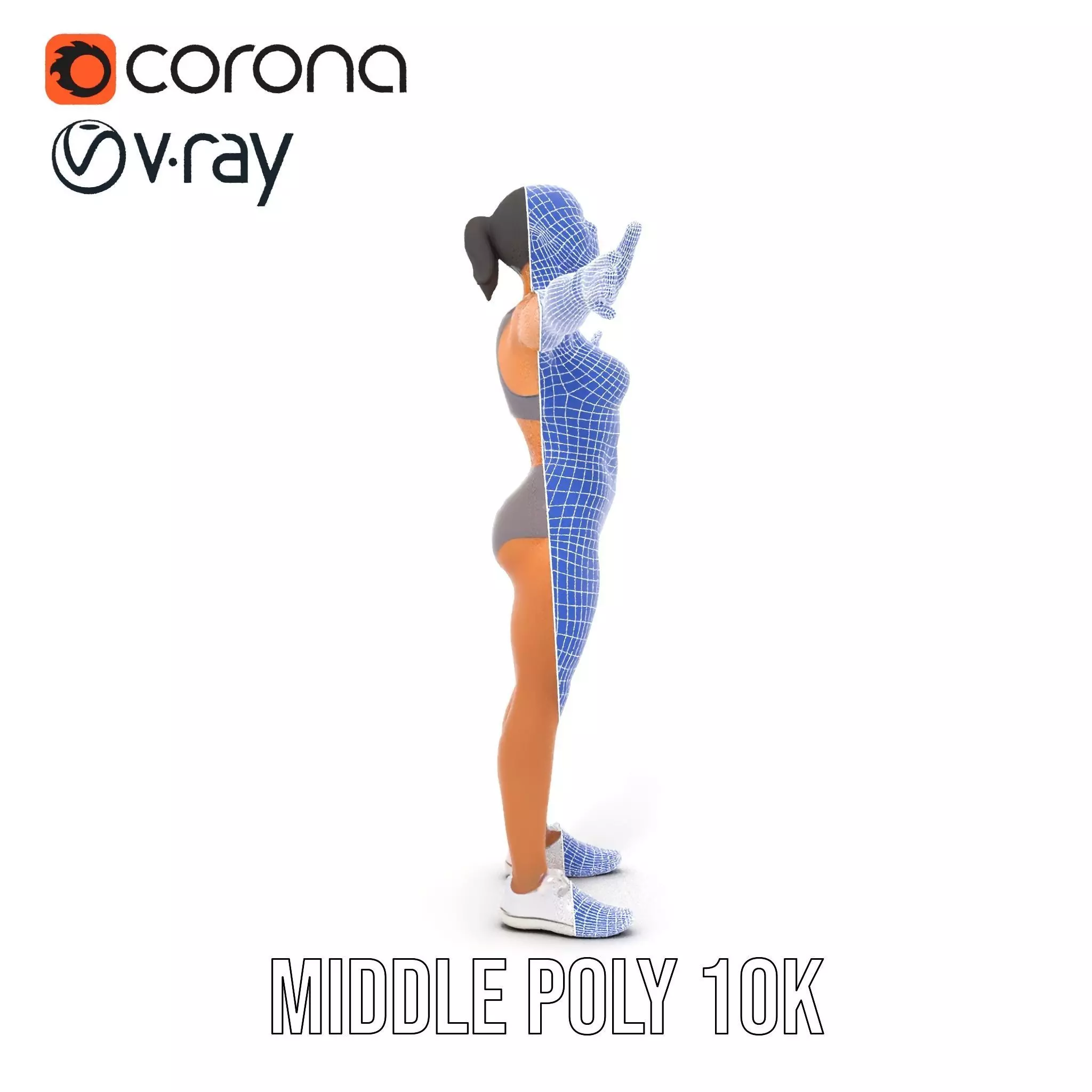 Athletic Female Model Pack for Fitness and Sports Projects Low-poly 3D model_30