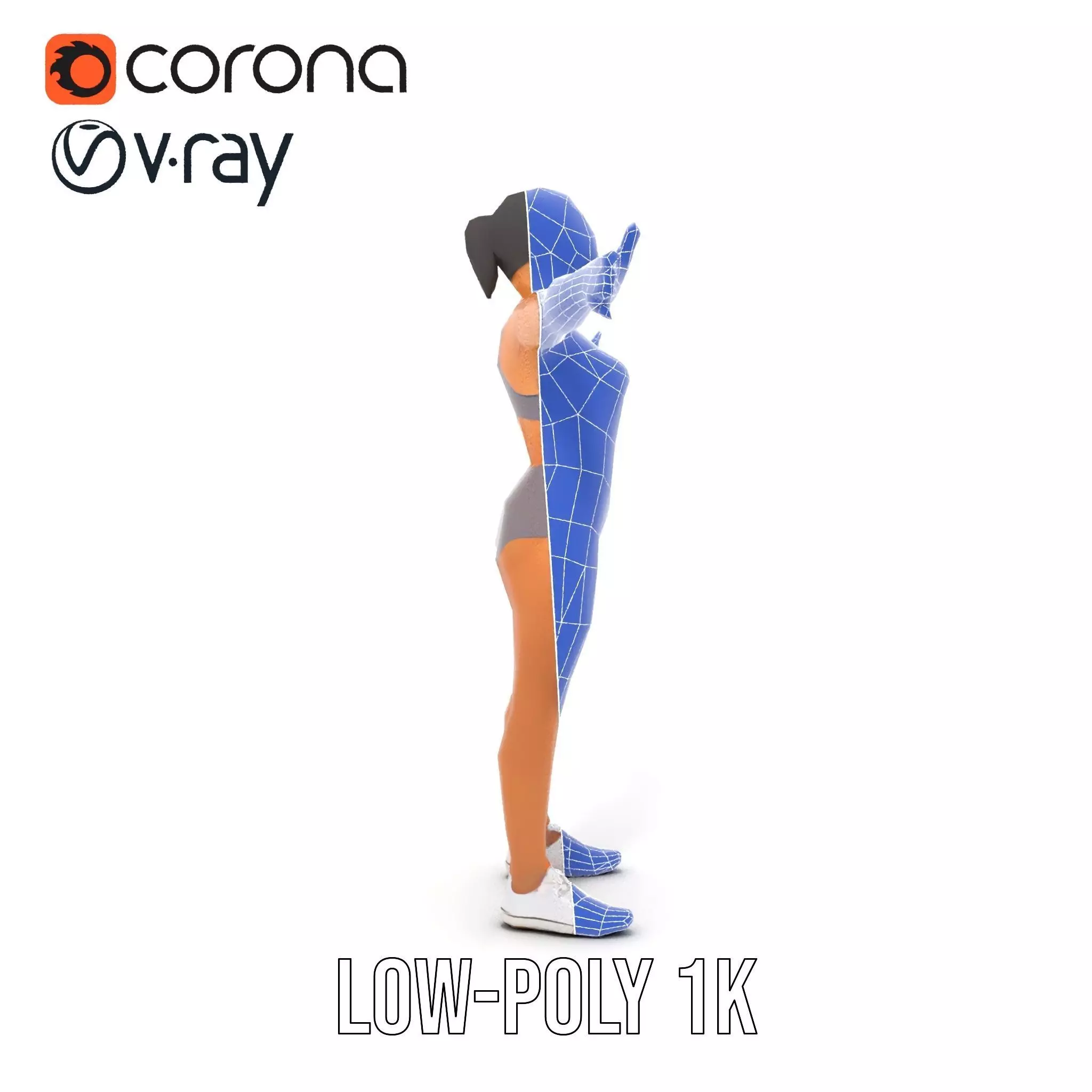 Athletic Female Model Pack for Fitness and Sports Projects Low-poly 3D model_31