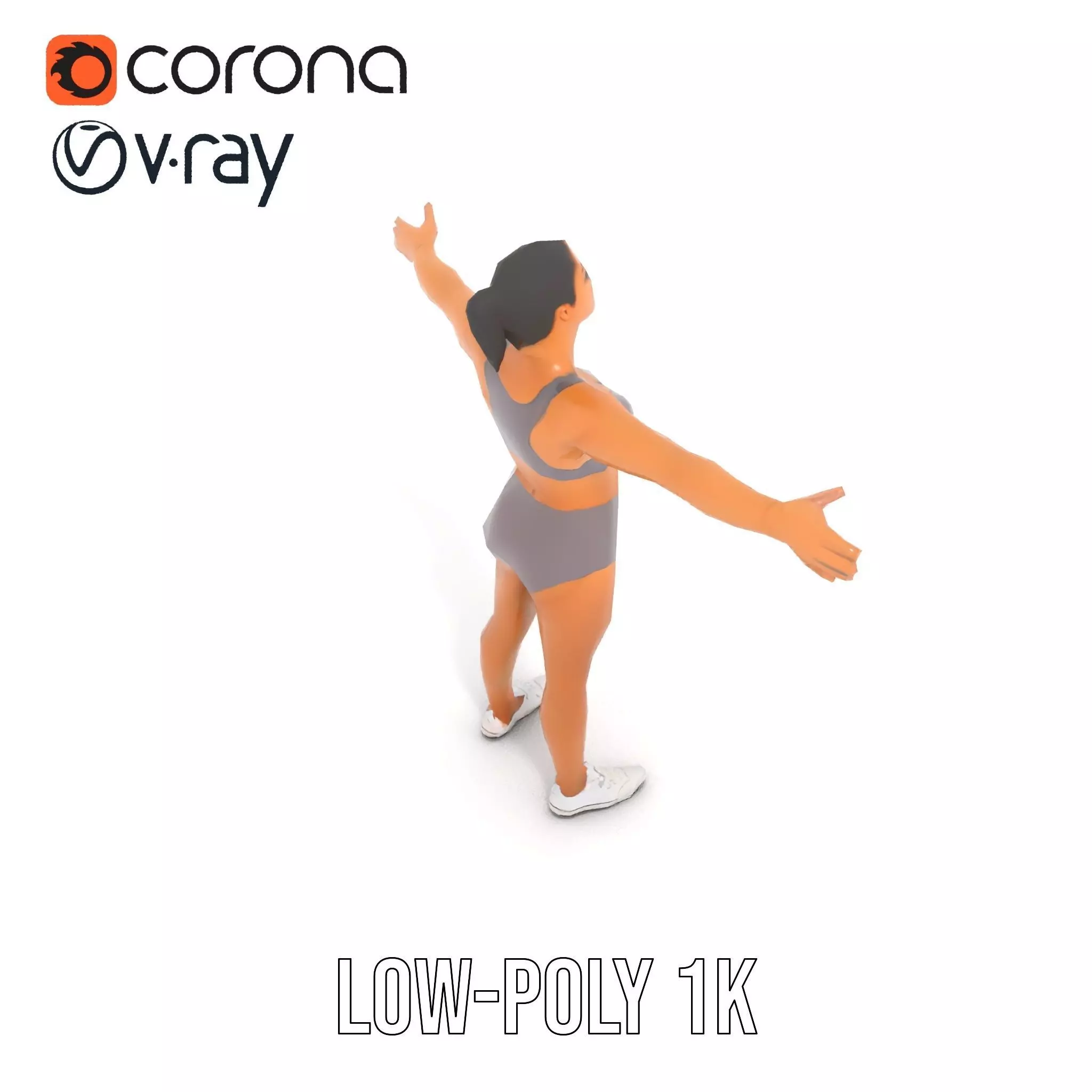 Athletic Female Model Pack for Fitness and Sports Projects Low-poly 3D model_25