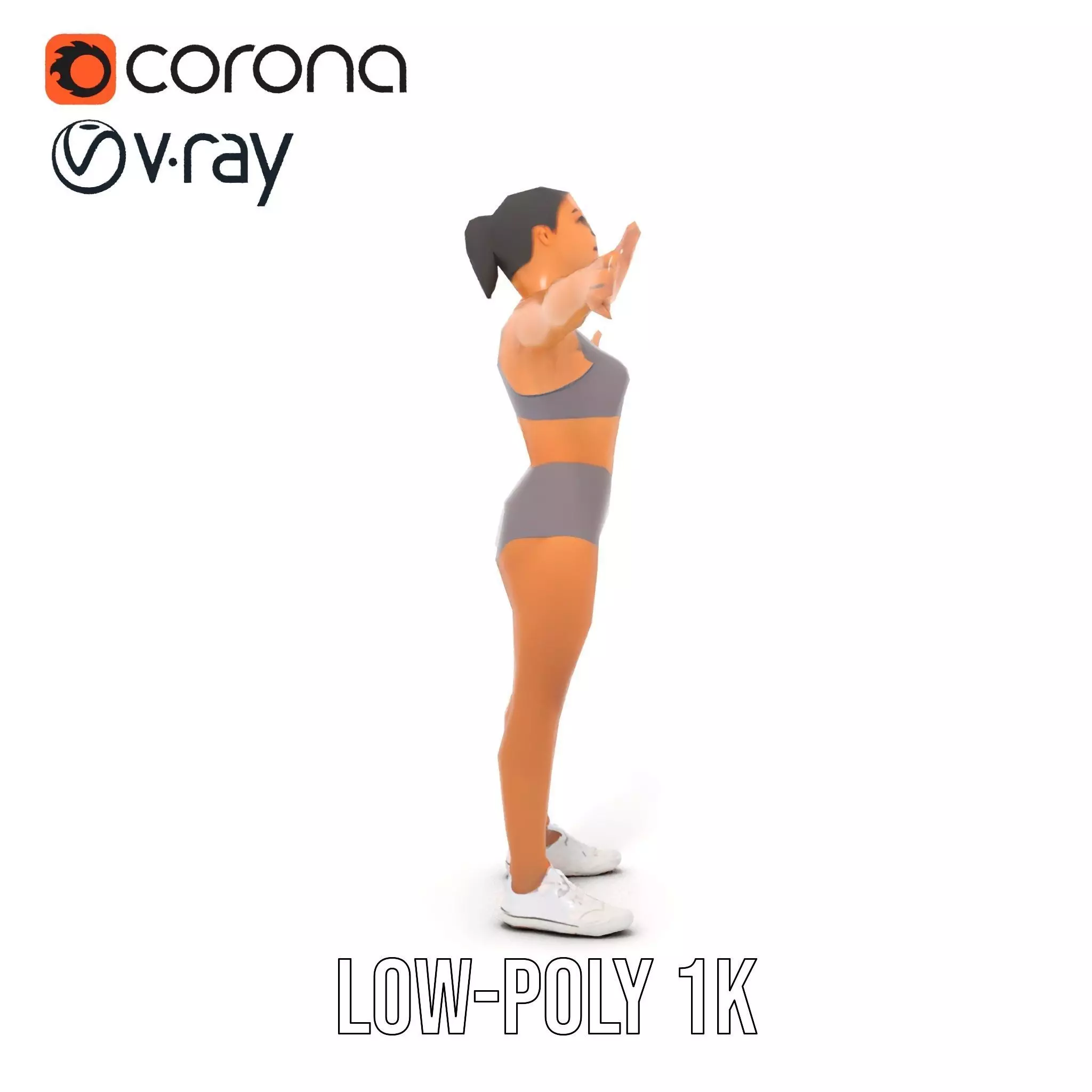 Athletic Female Model Pack for Fitness and Sports Projects Low-poly 3D model_9