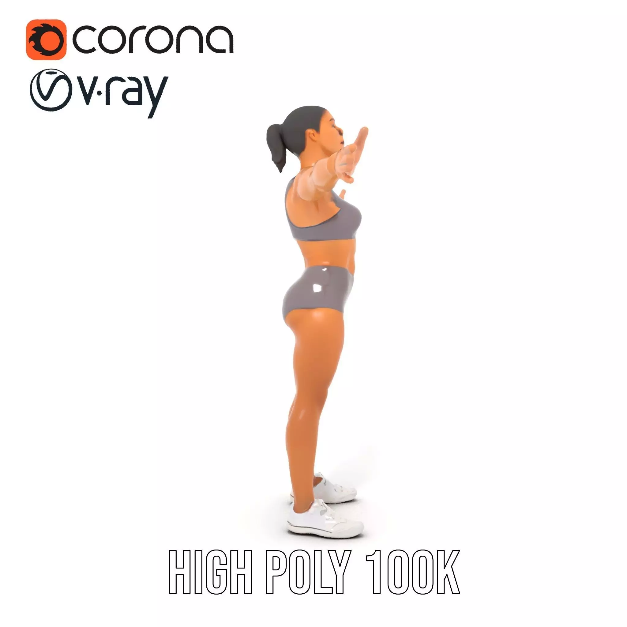 Athletic Female Model Pack for Fitness and Sports Projects Low-poly 3D model_18