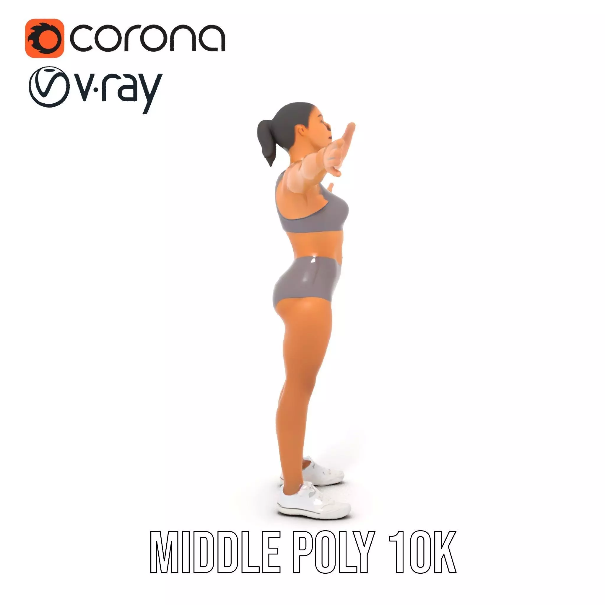 Athletic Female Model Pack for Fitness and Sports Projects Low-poly 3D model_13