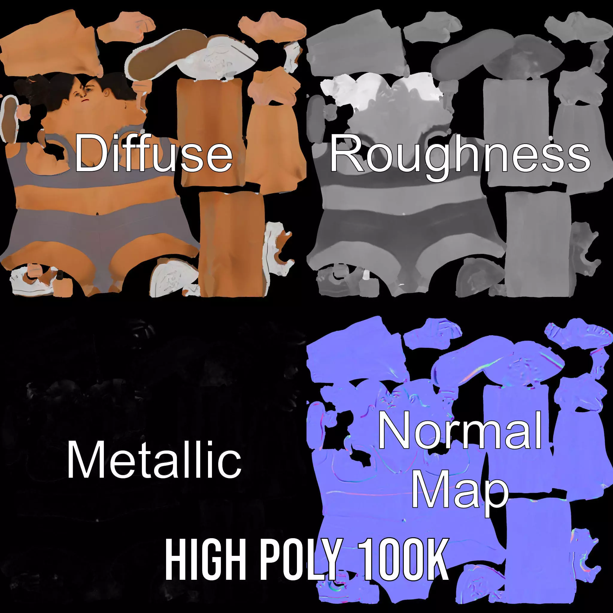 Athletic Female Model Pack for Fitness and Sports Projects Low-poly 3D model_4