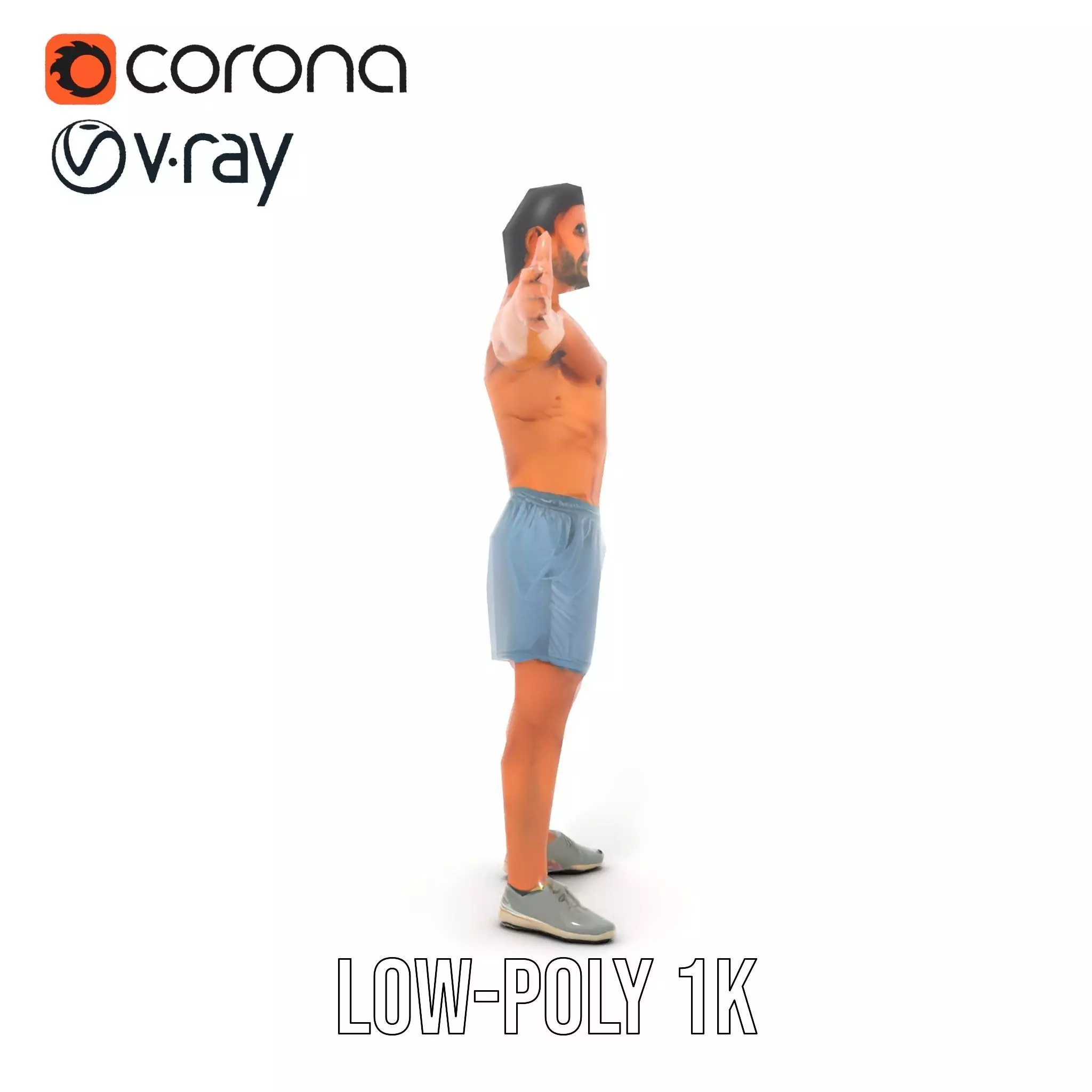 Athletic Male Figure Model Pack with Detailed Anatomy Low-poly 3D model_11