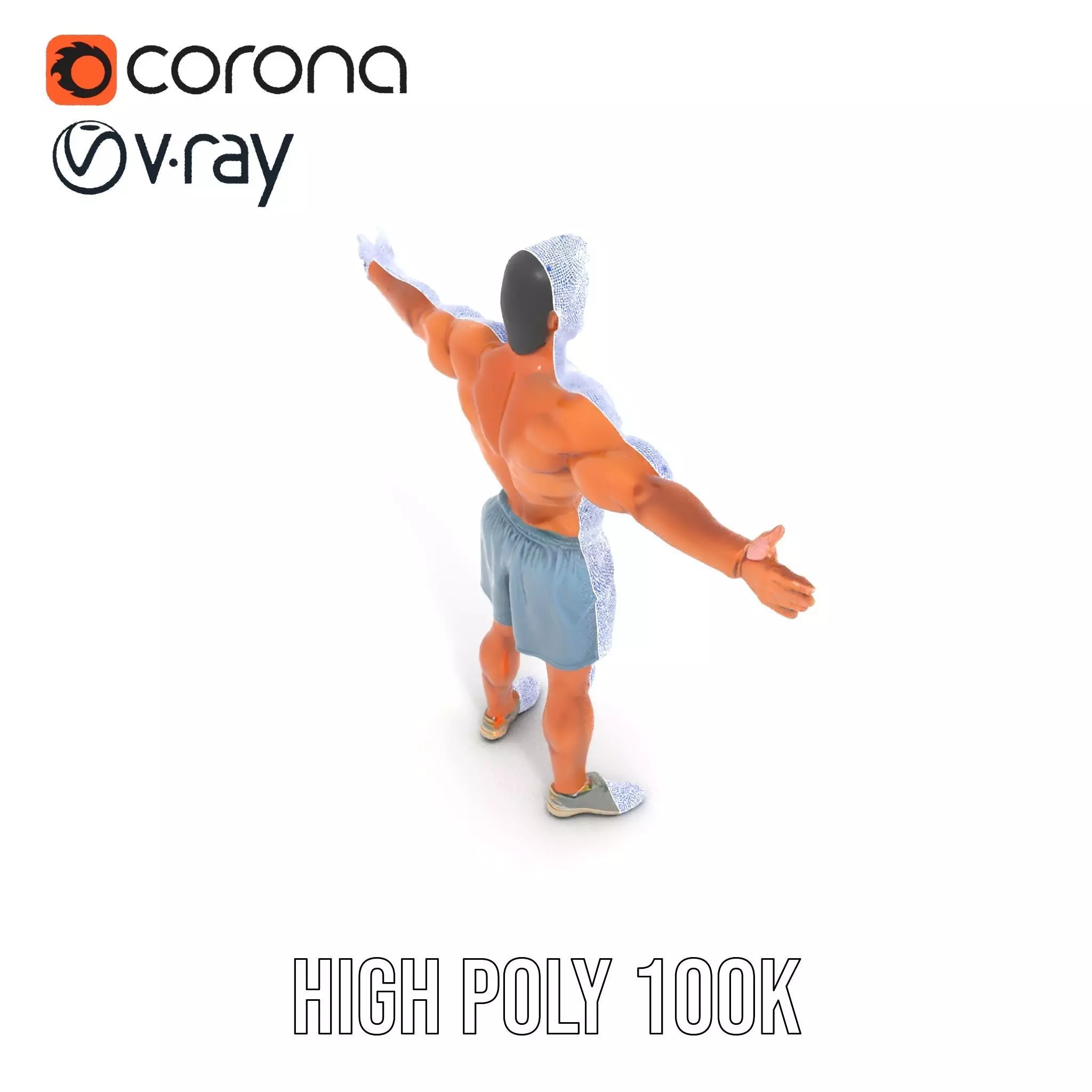 Athletic Male Figure Model Pack with Detailed Anatomy Low-poly 3D model_26