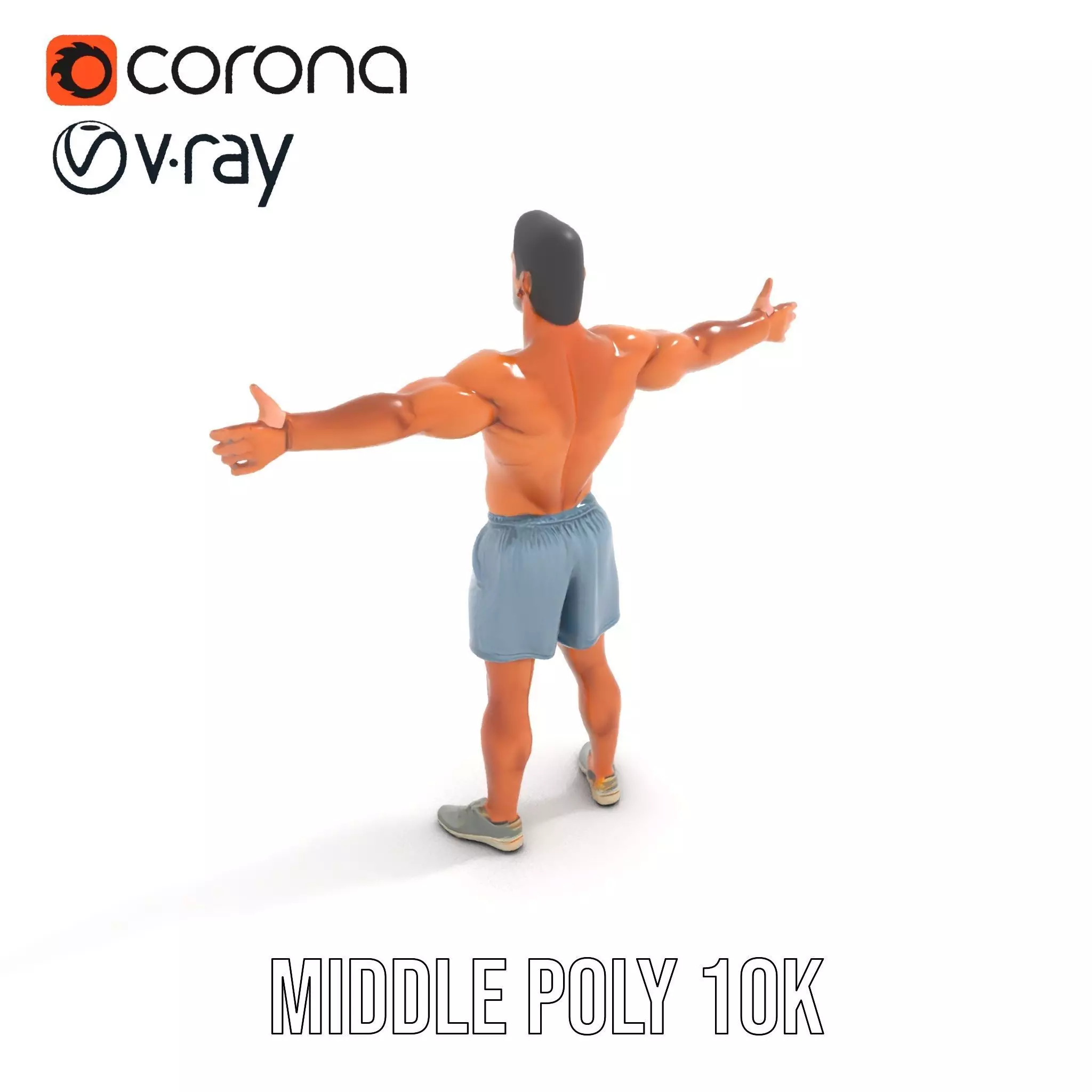 Athletic Male Figure Model Pack with Detailed Anatomy Low-poly 3D model_6