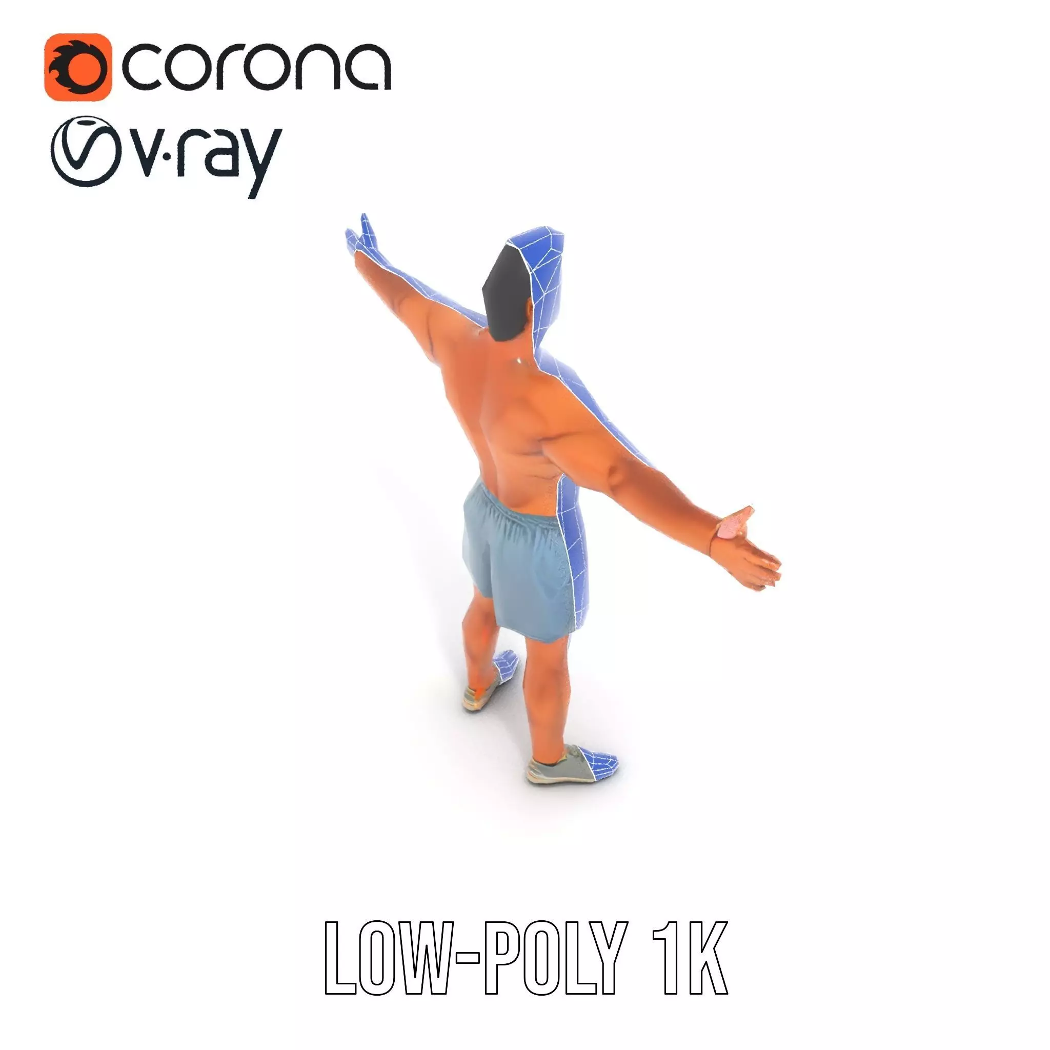 Athletic Male Figure Model Pack with Detailed Anatomy Low-poly 3D model_25