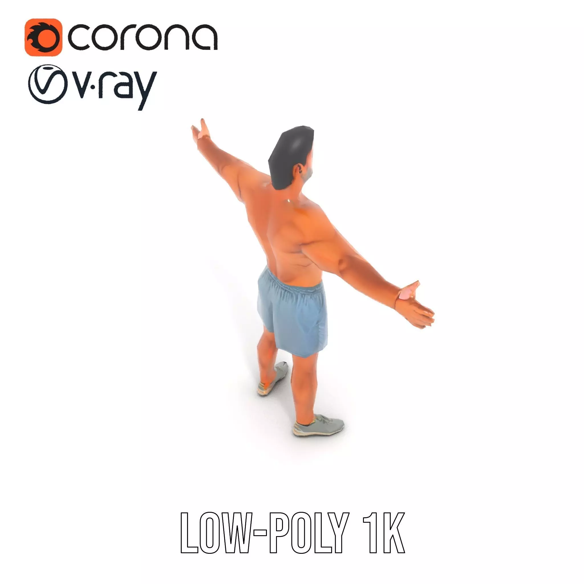 Athletic Male Figure Model Pack with Detailed Anatomy Low-poly 3D model_22