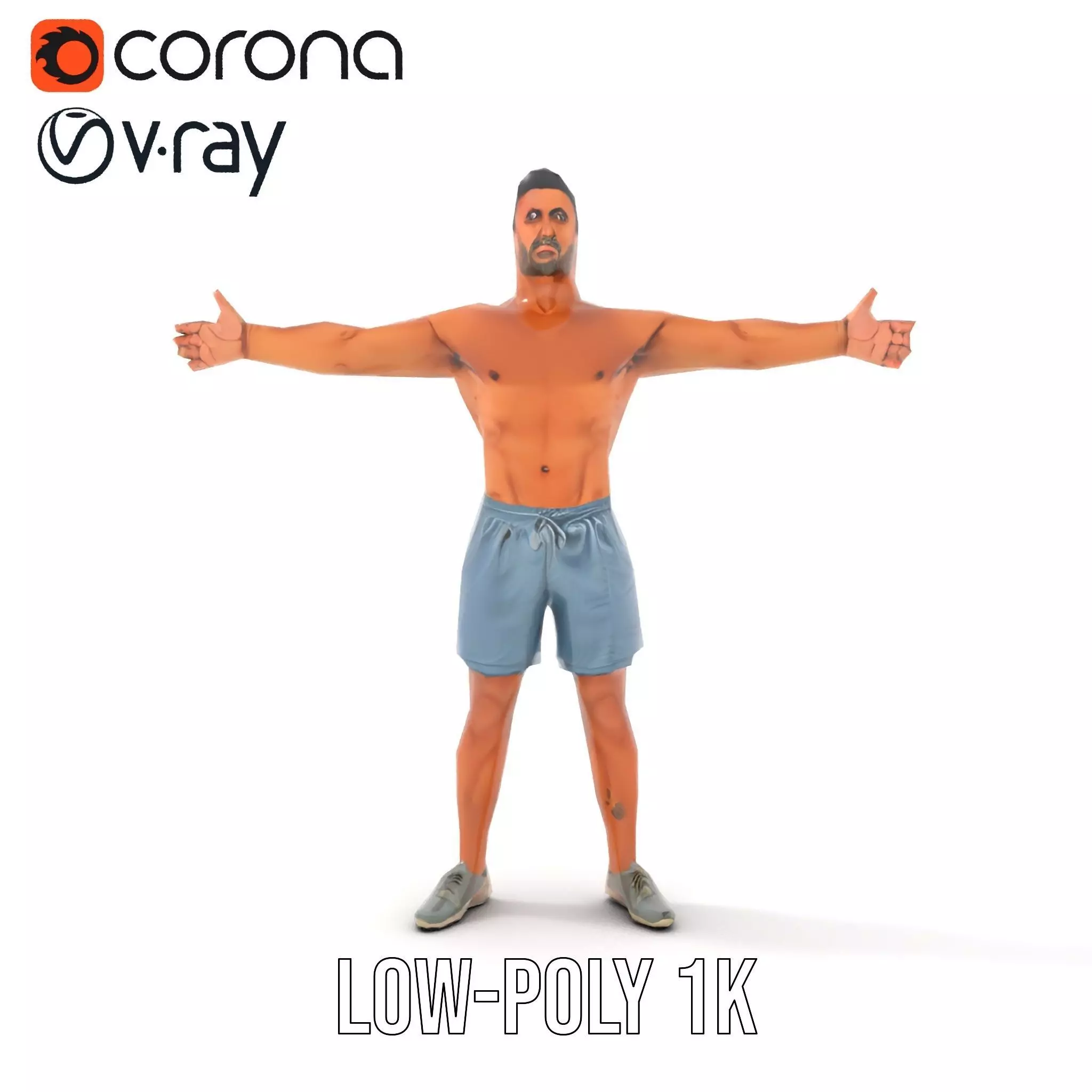 Athletic Male Figure Model Pack with Detailed Anatomy Low-poly 3D model_14