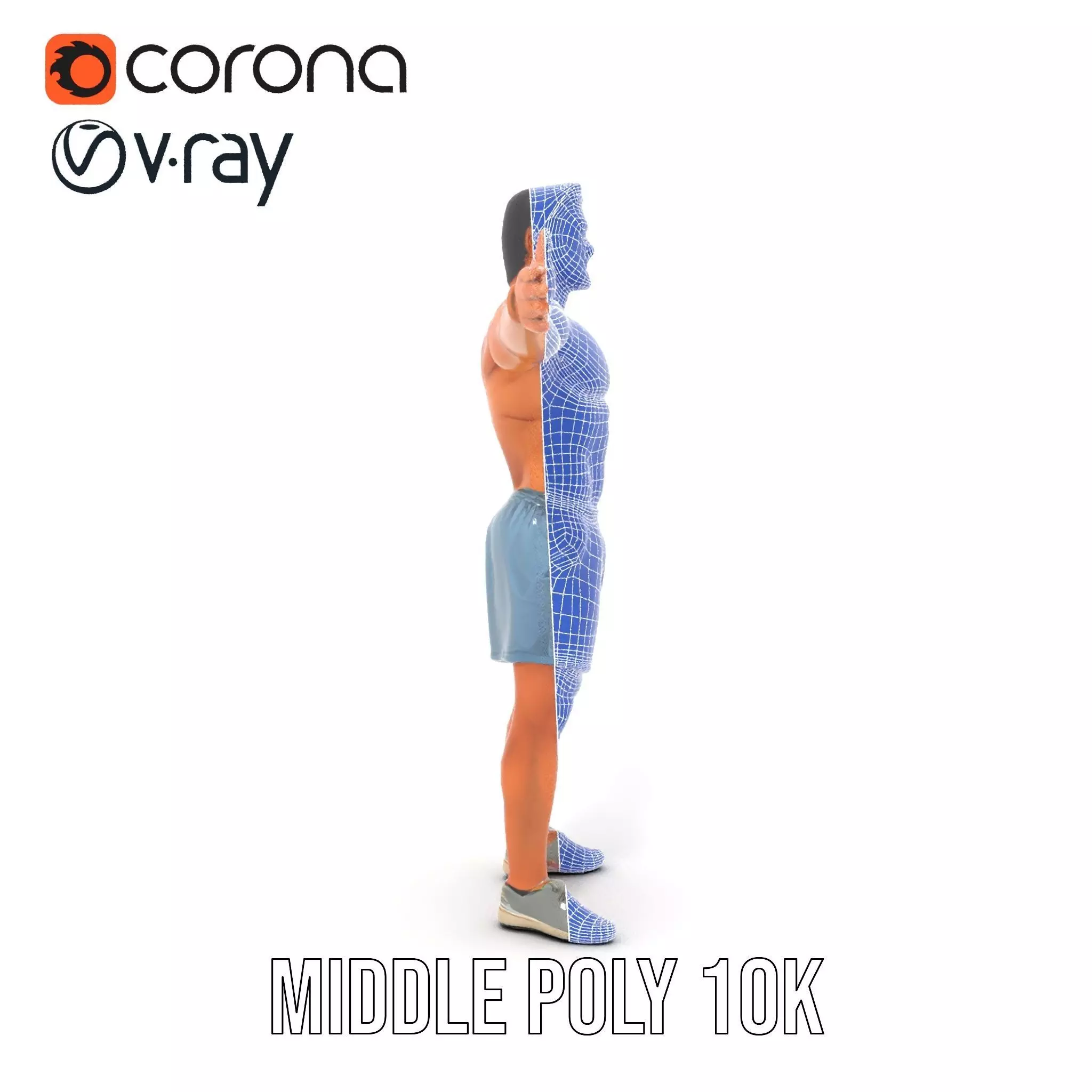 Athletic Male Figure Model Pack with Detailed Anatomy Low-poly 3D model_27