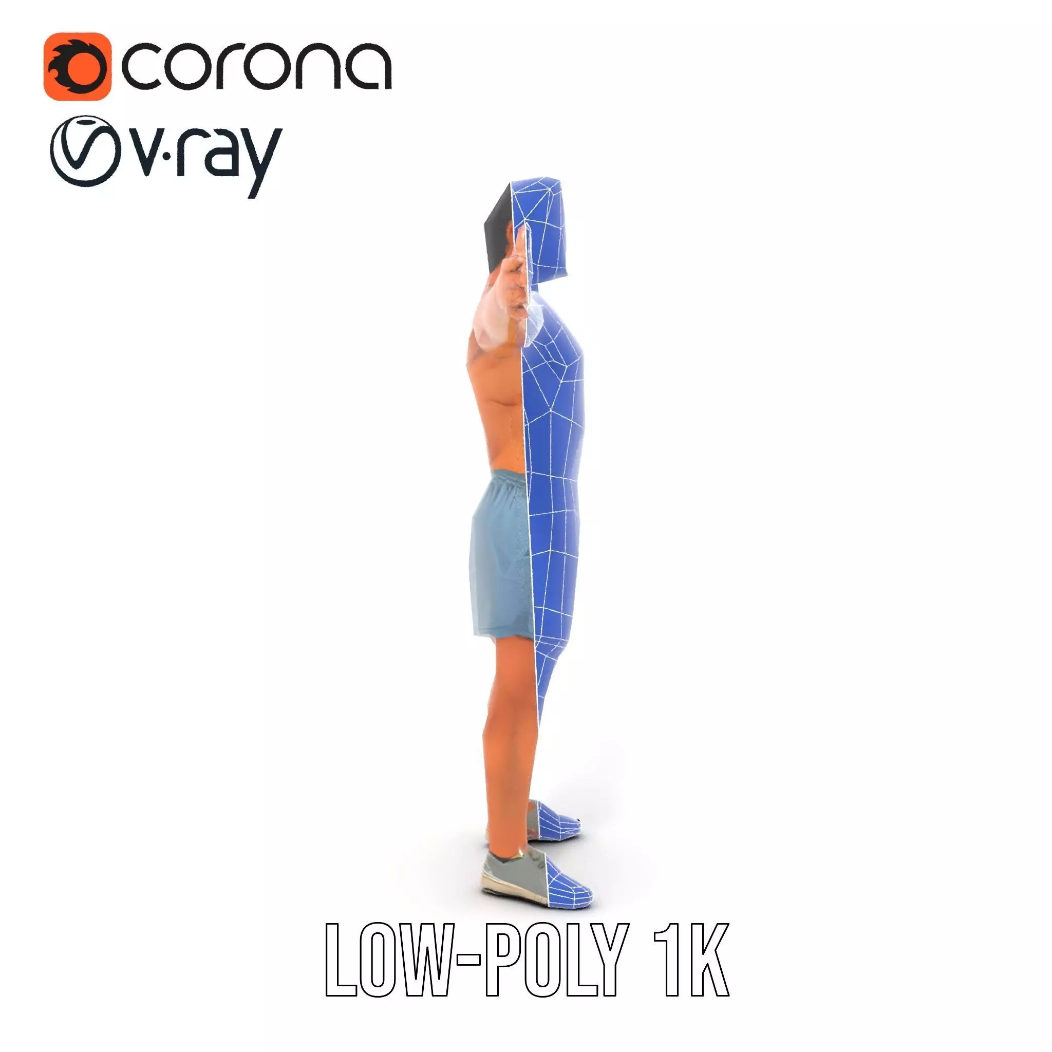 Athletic Male Figure Model Pack with Detailed Anatomy Low-poly 3D model_30