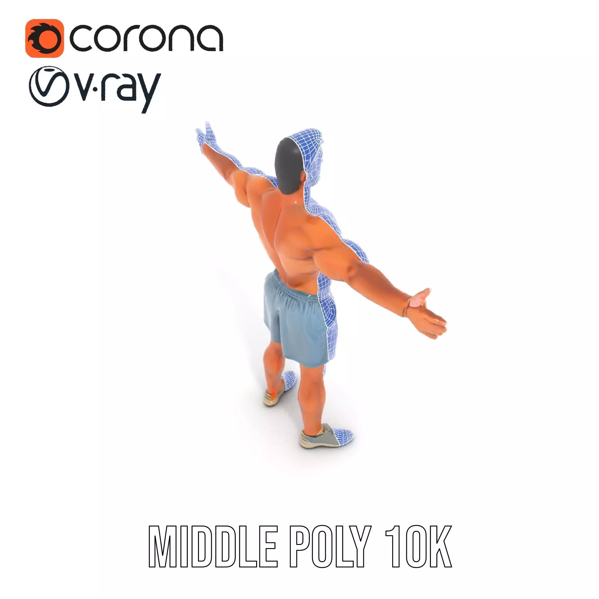 Athletic Male Figure Model Pack with Detailed Anatomy Low-poly 3D model_13