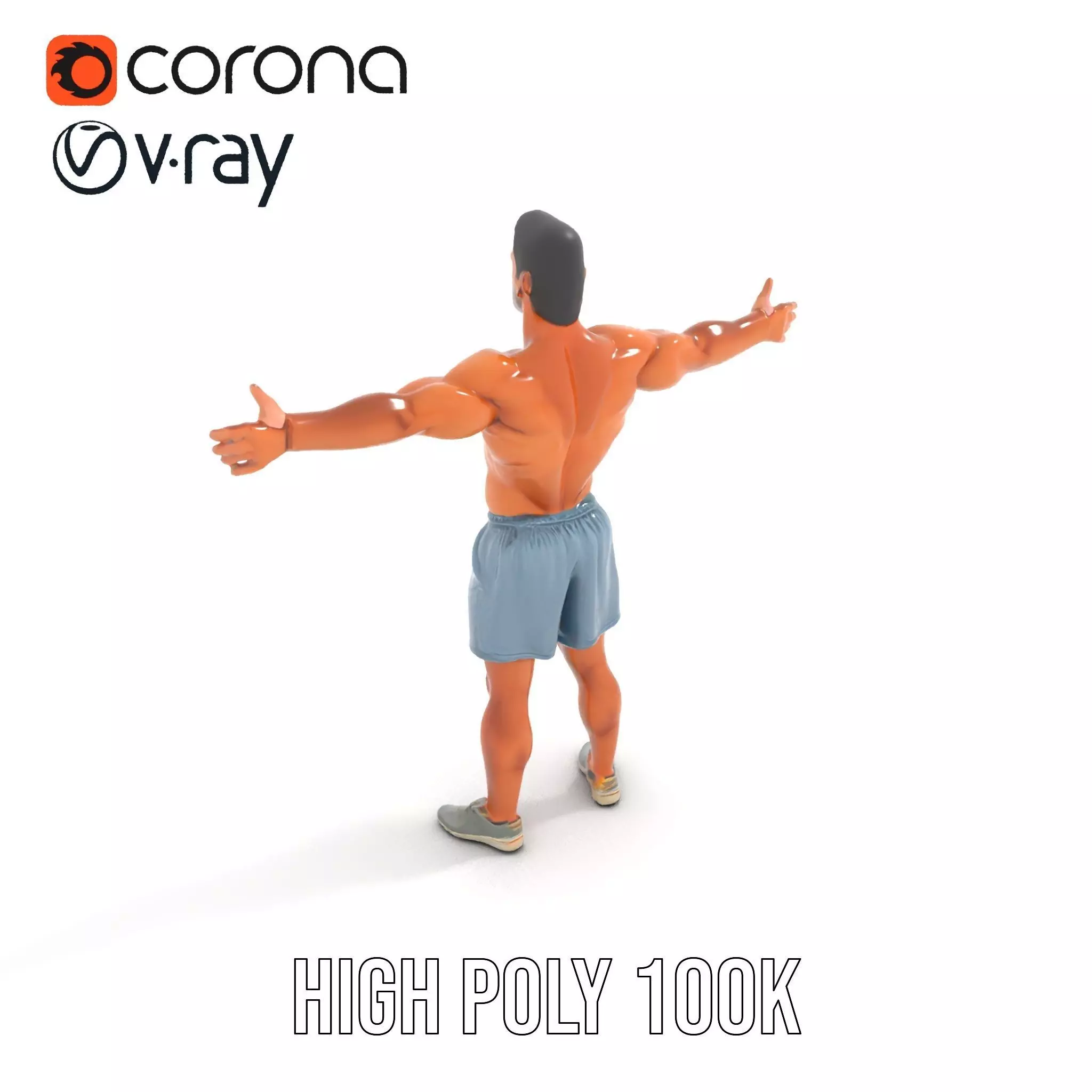 Athletic Male Figure Model Pack with Detailed Anatomy Low-poly 3D model_12