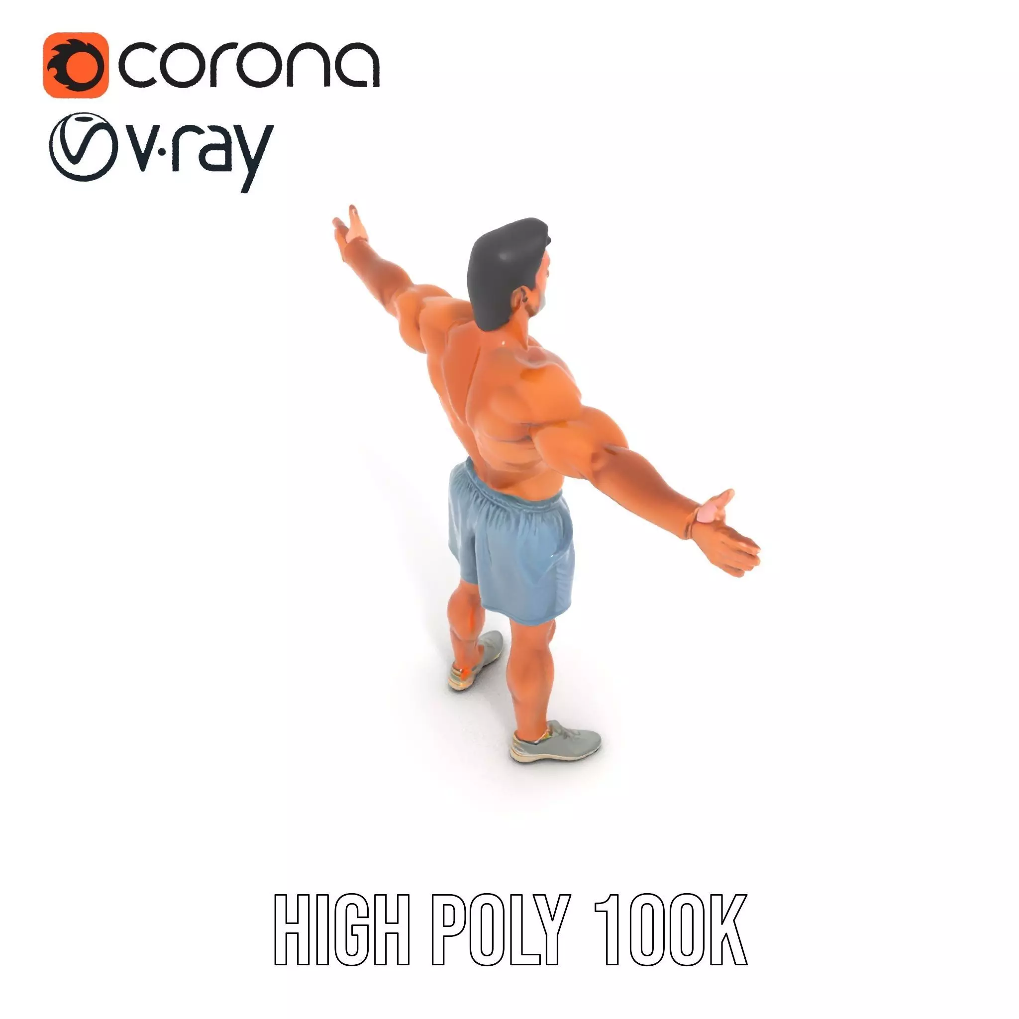 Athletic Male Figure Model Pack with Detailed Anatomy Low-poly 3D model_15