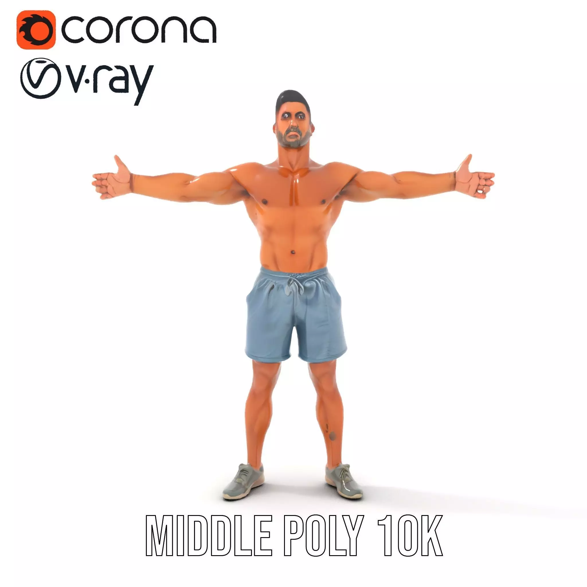 Athletic Male Figure Model Pack with Detailed Anatomy Low-poly 3D model_21