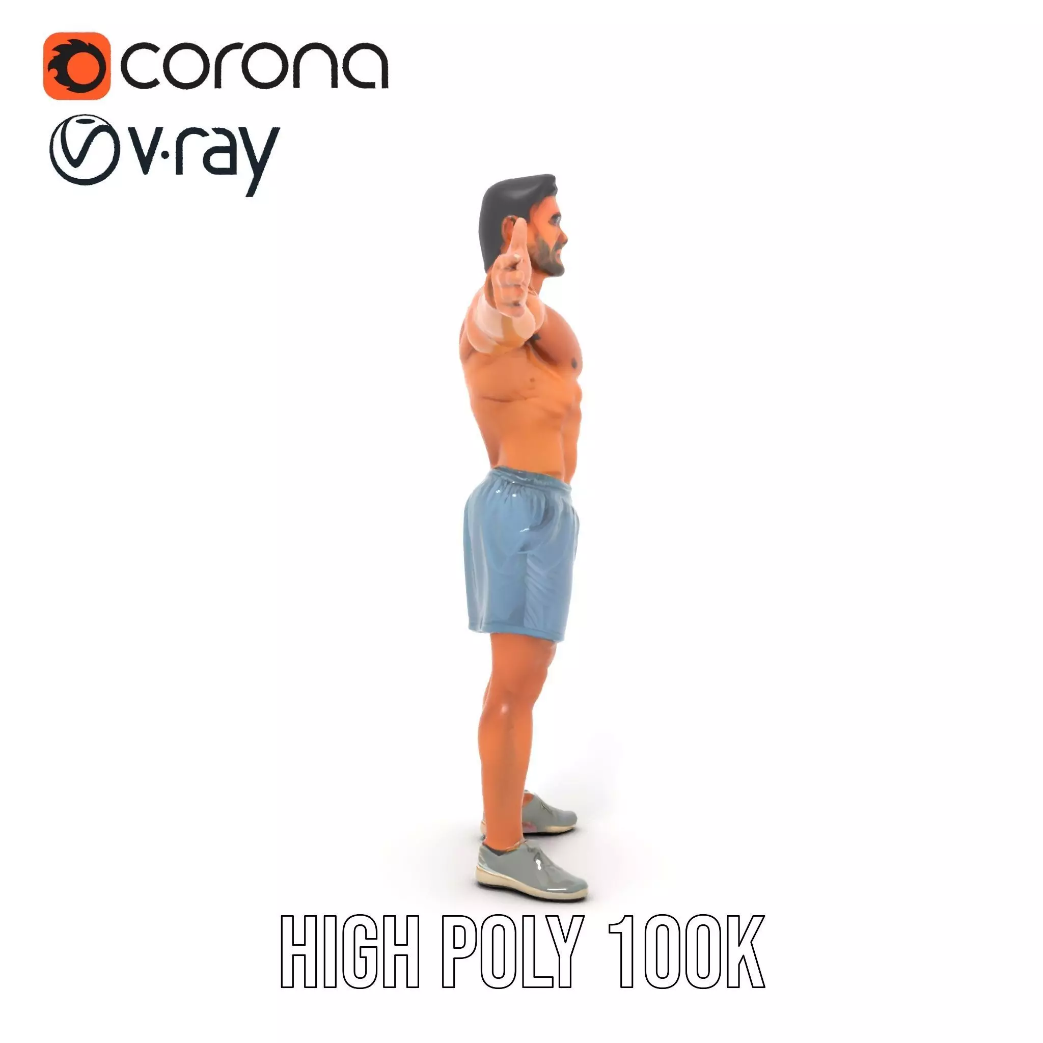 Athletic Male Figure Model Pack with Detailed Anatomy Low-poly 3D model_31