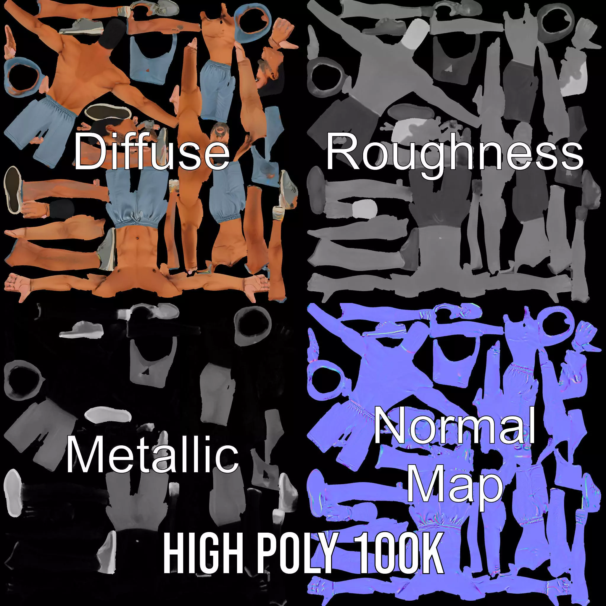 Athletic Male Figure Model Pack with Detailed Anatomy Low-poly 3D model_3