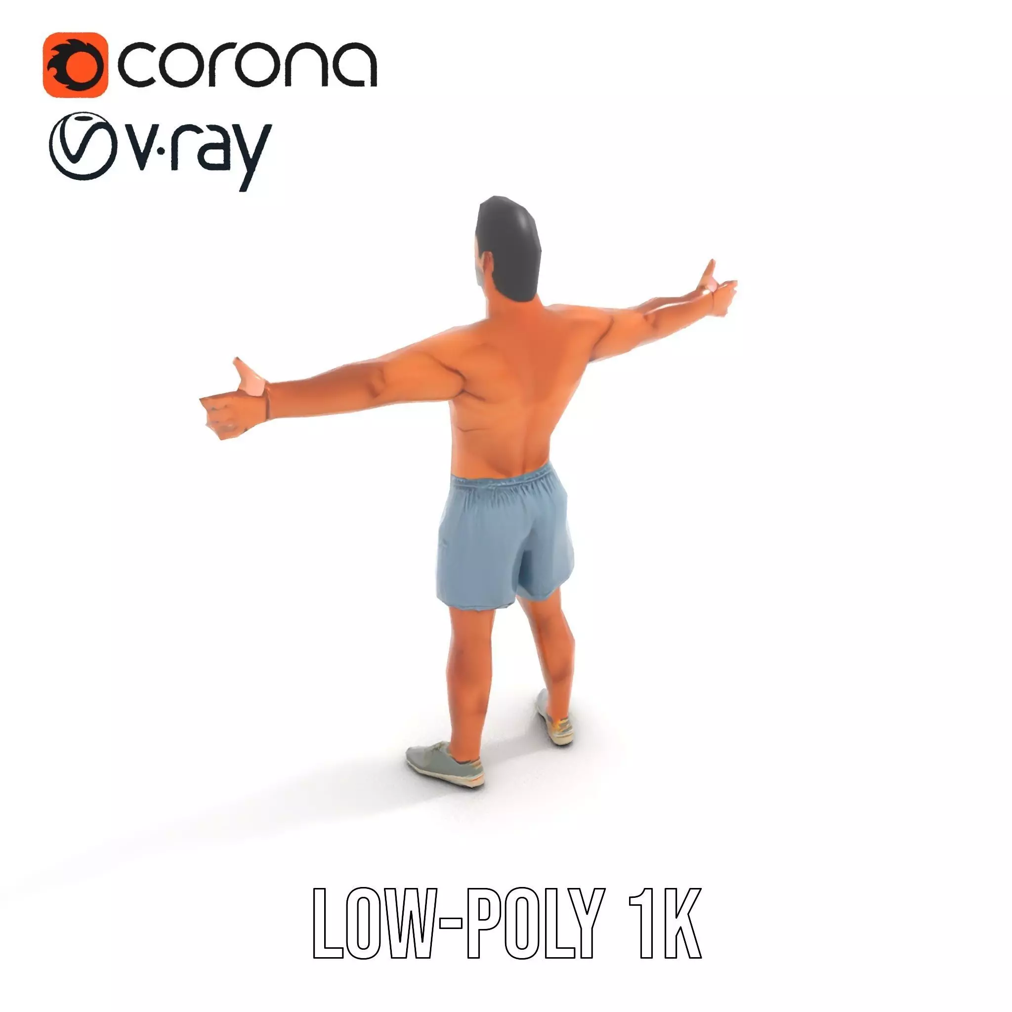 Athletic Male Figure Model Pack with Detailed Anatomy Low-poly 3D model_8