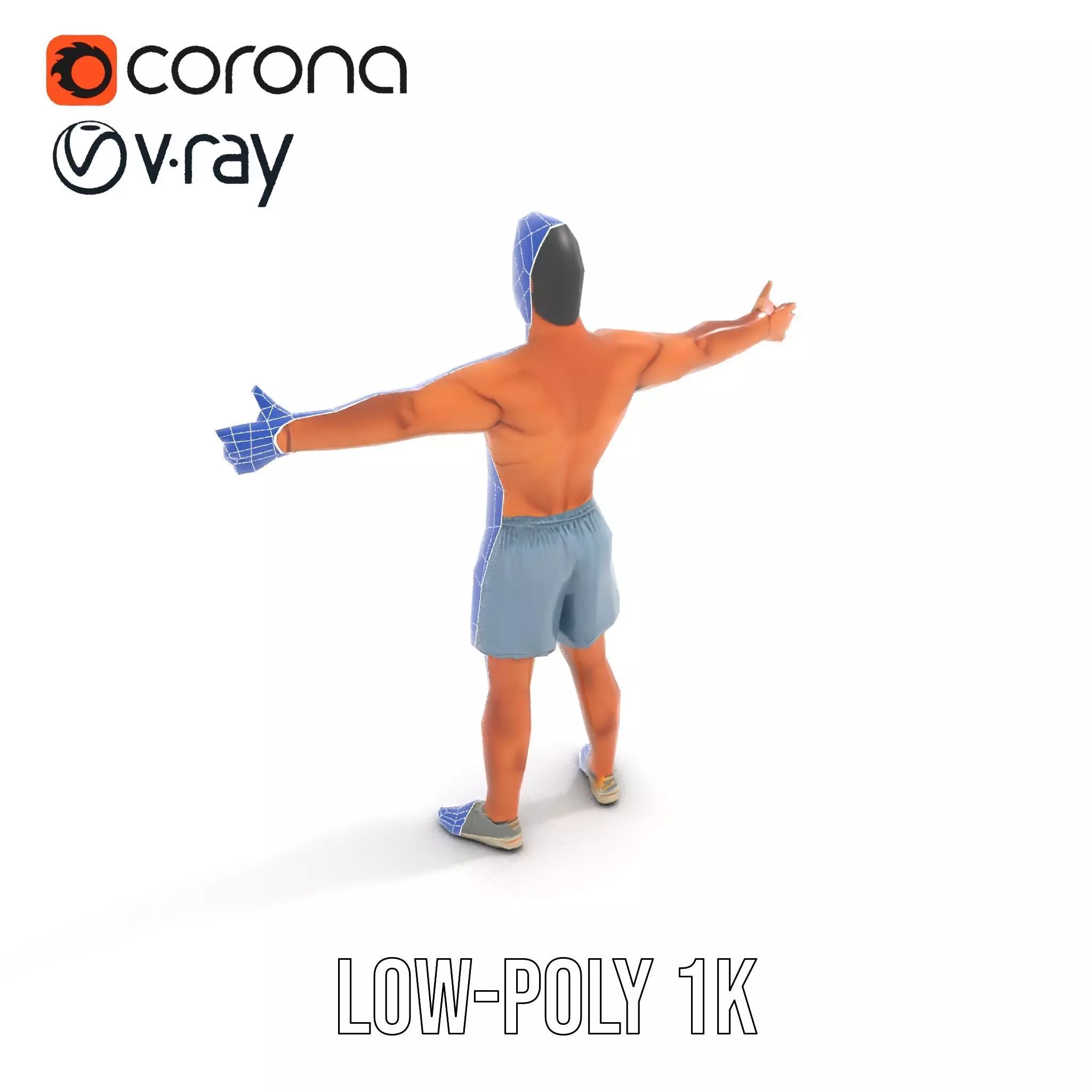 Athletic Male Figure Model Pack with Detailed Anatomy Low-poly 3D model_17