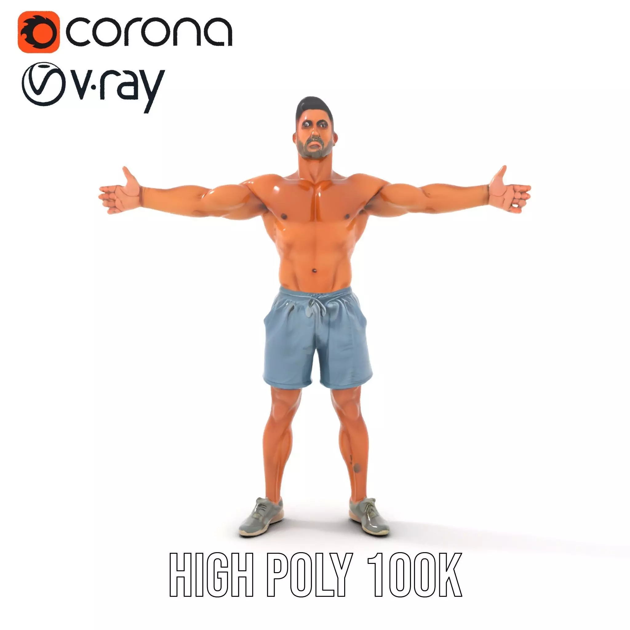 Athletic Male Figure Model Pack with Detailed Anatomy Low-poly 3D model_9