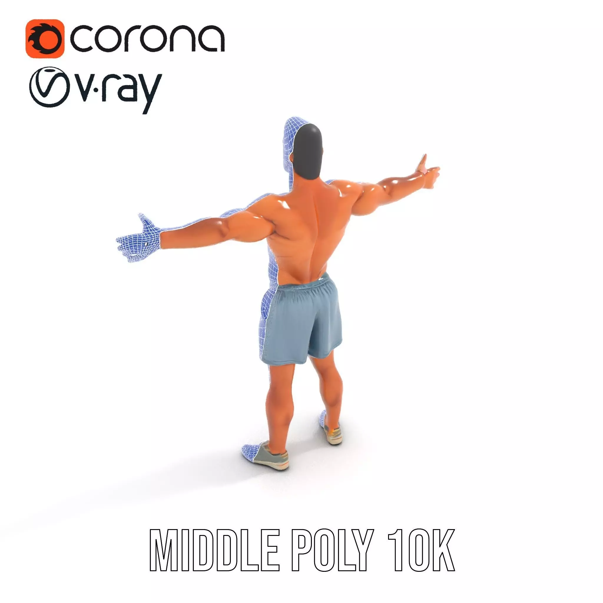 Athletic Male Figure Model Pack with Detailed Anatomy Low-poly 3D model_24