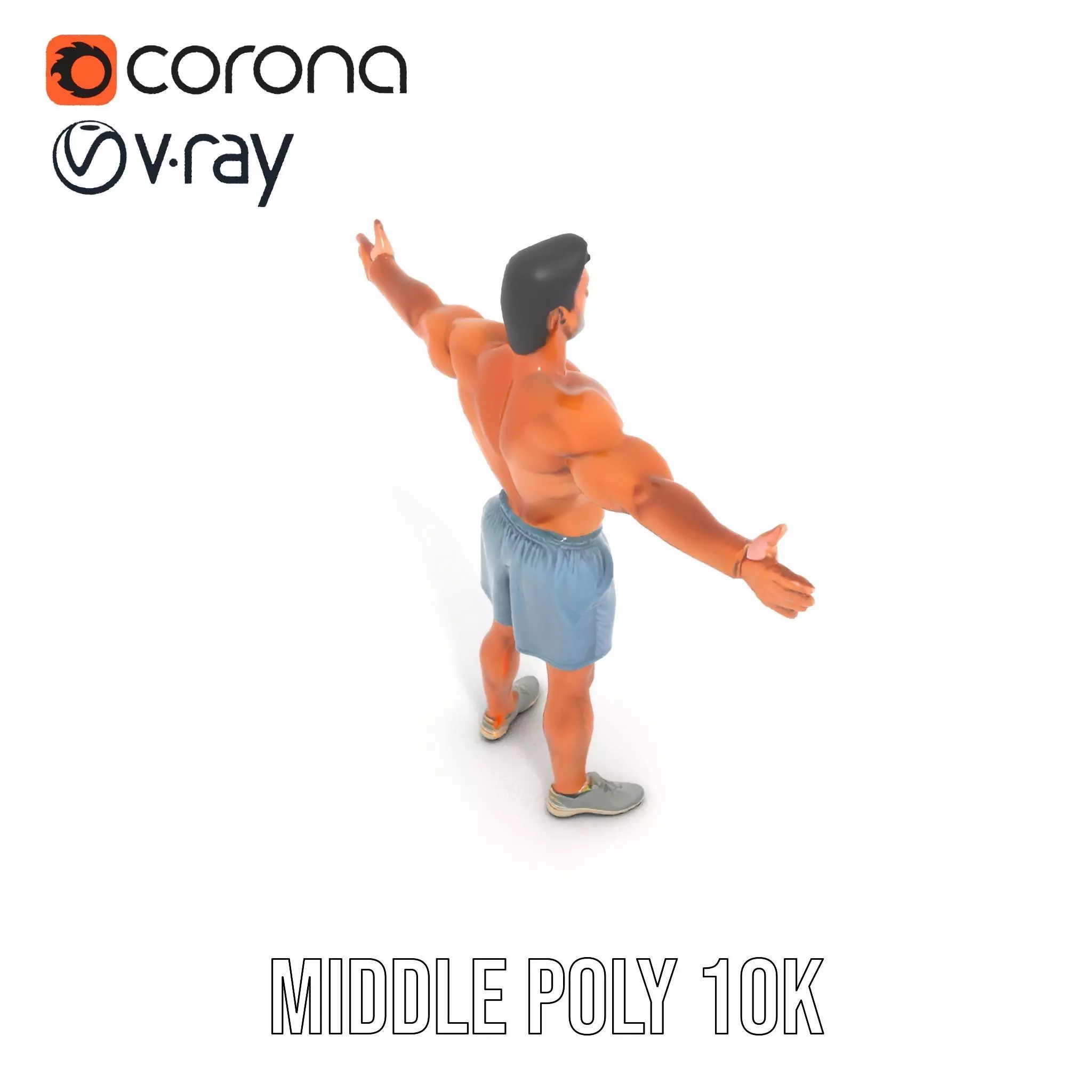 Athletic Male Figure Model Pack with Detailed Anatomy Low-poly 3D model_10