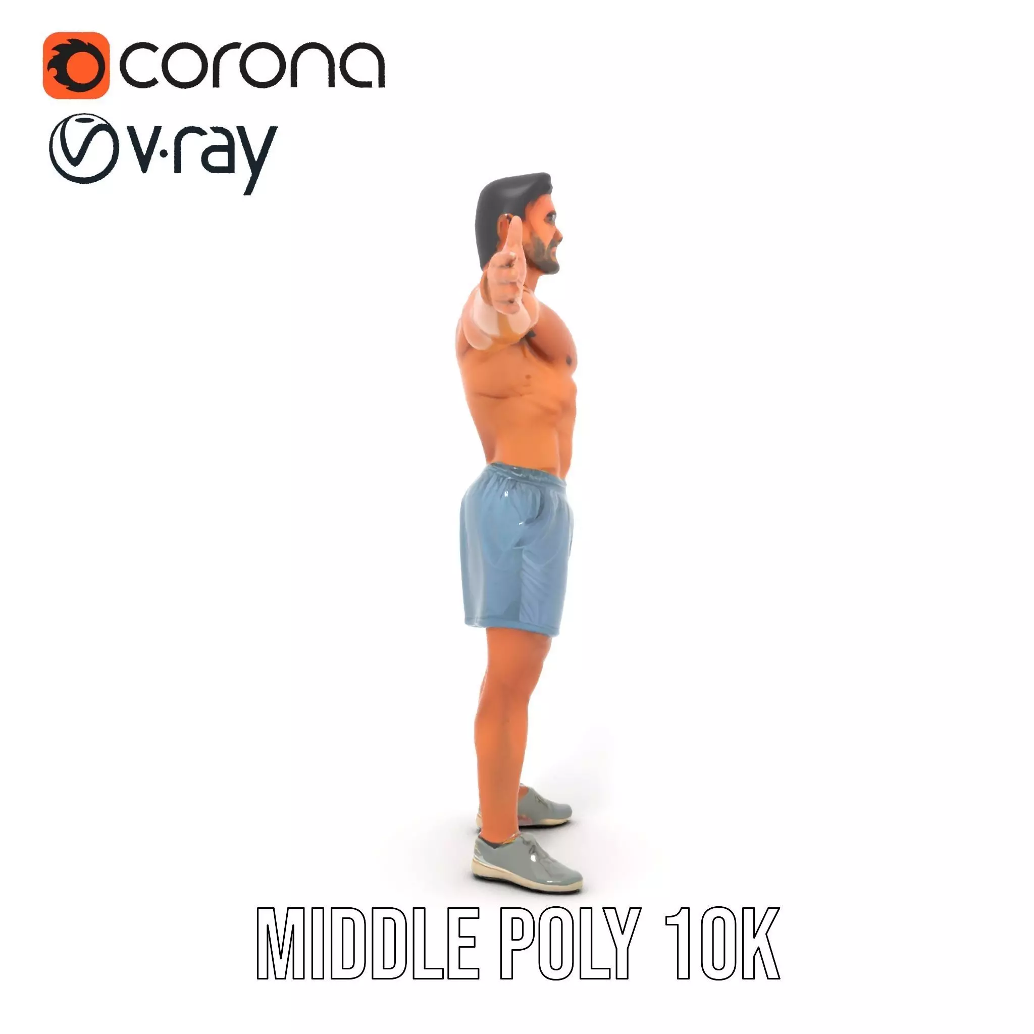 Athletic Male Figure Model Pack with Detailed Anatomy Low-poly 3D model_16