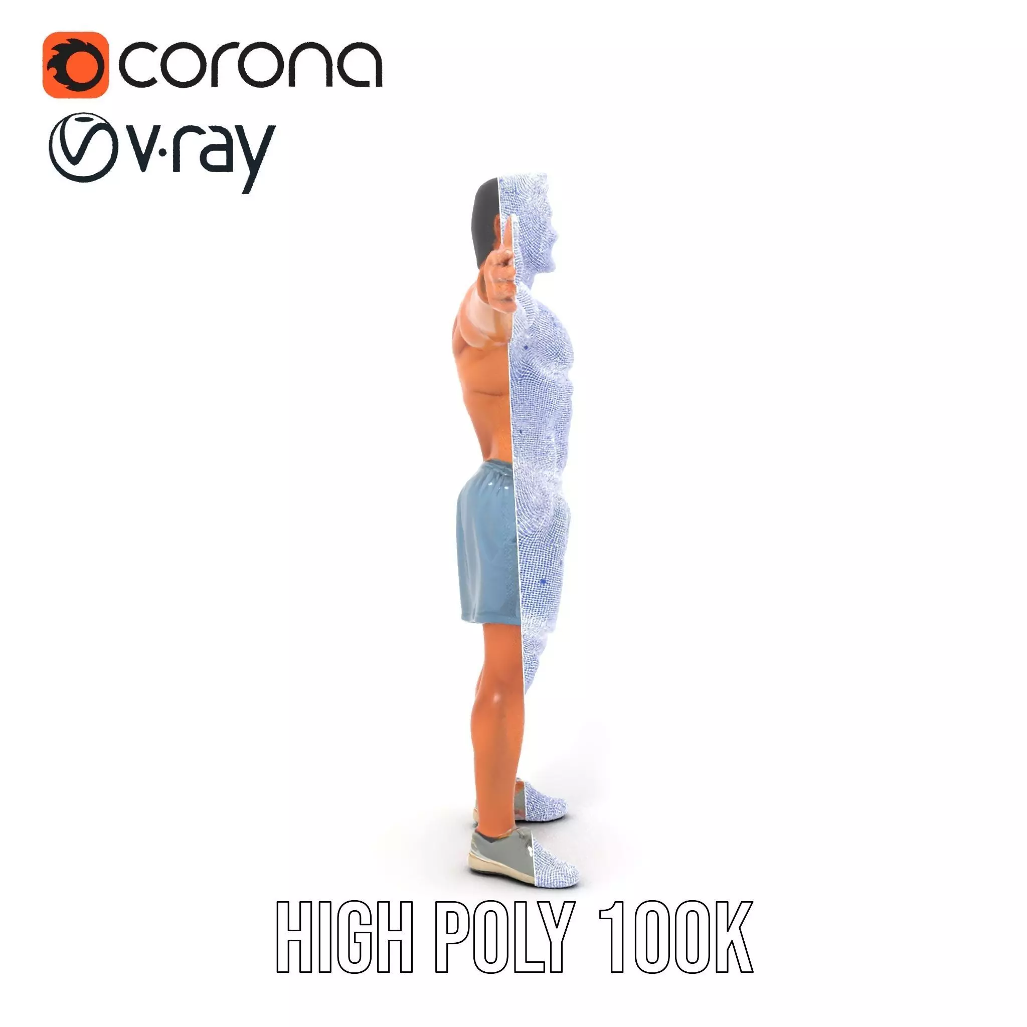 Athletic Male Figure Model Pack with Detailed Anatomy Low-poly 3D model_34