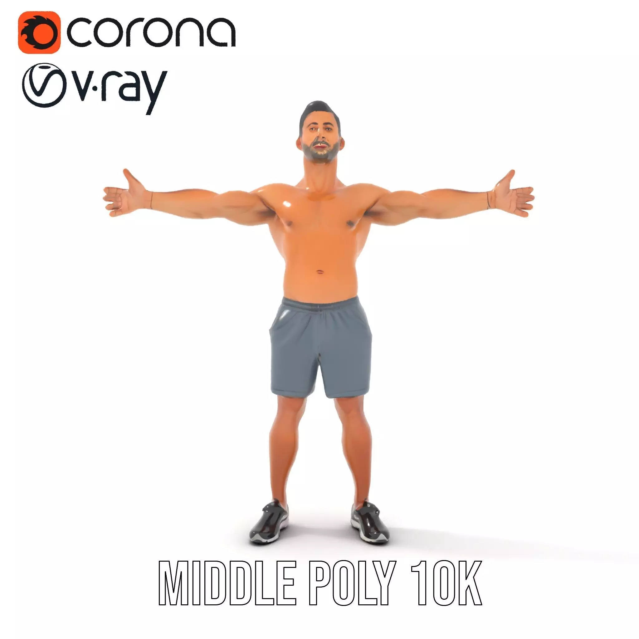 Athletic Male Figure Model Pack with Sportswear Low-poly 3D model_15