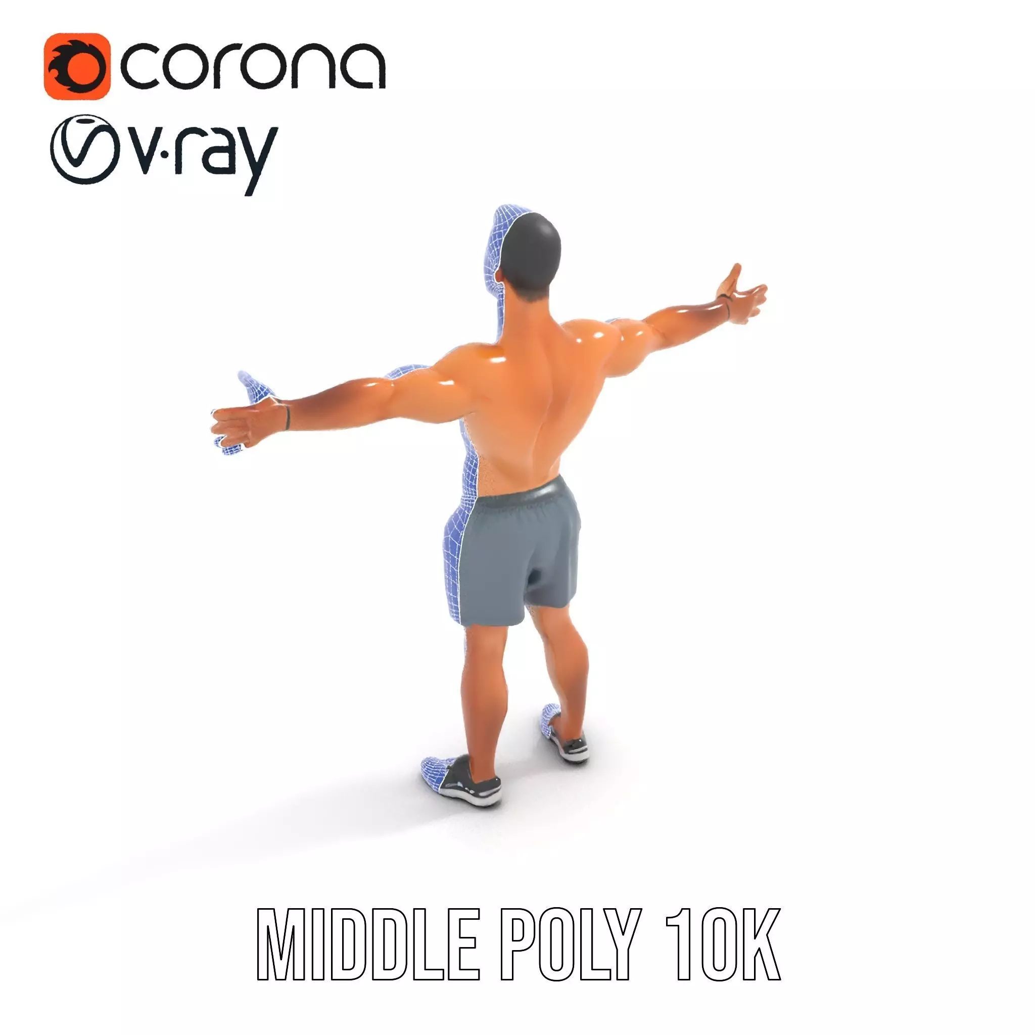 Athletic Male Figure Model Pack with Sportswear Low-poly 3D model_24