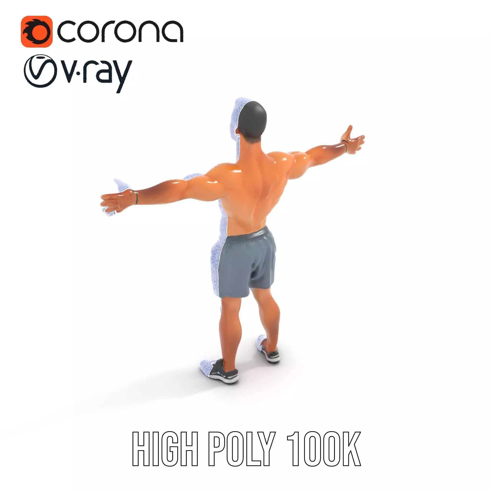 Athletic Male Figure Model Pack with Sportswear Low-poly 3D model_31