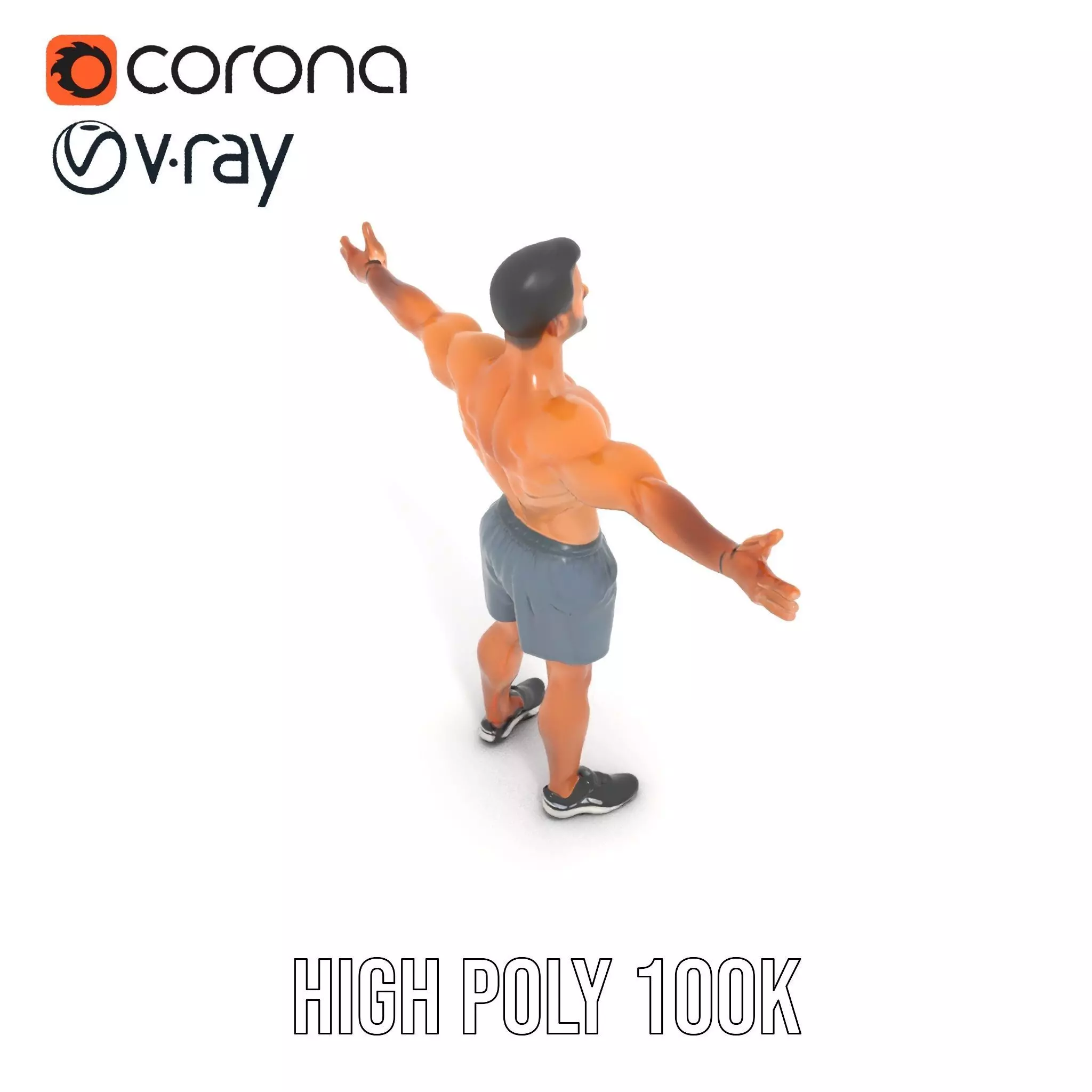 Athletic Male Figure Model Pack with Sportswear Low-poly 3D model_11