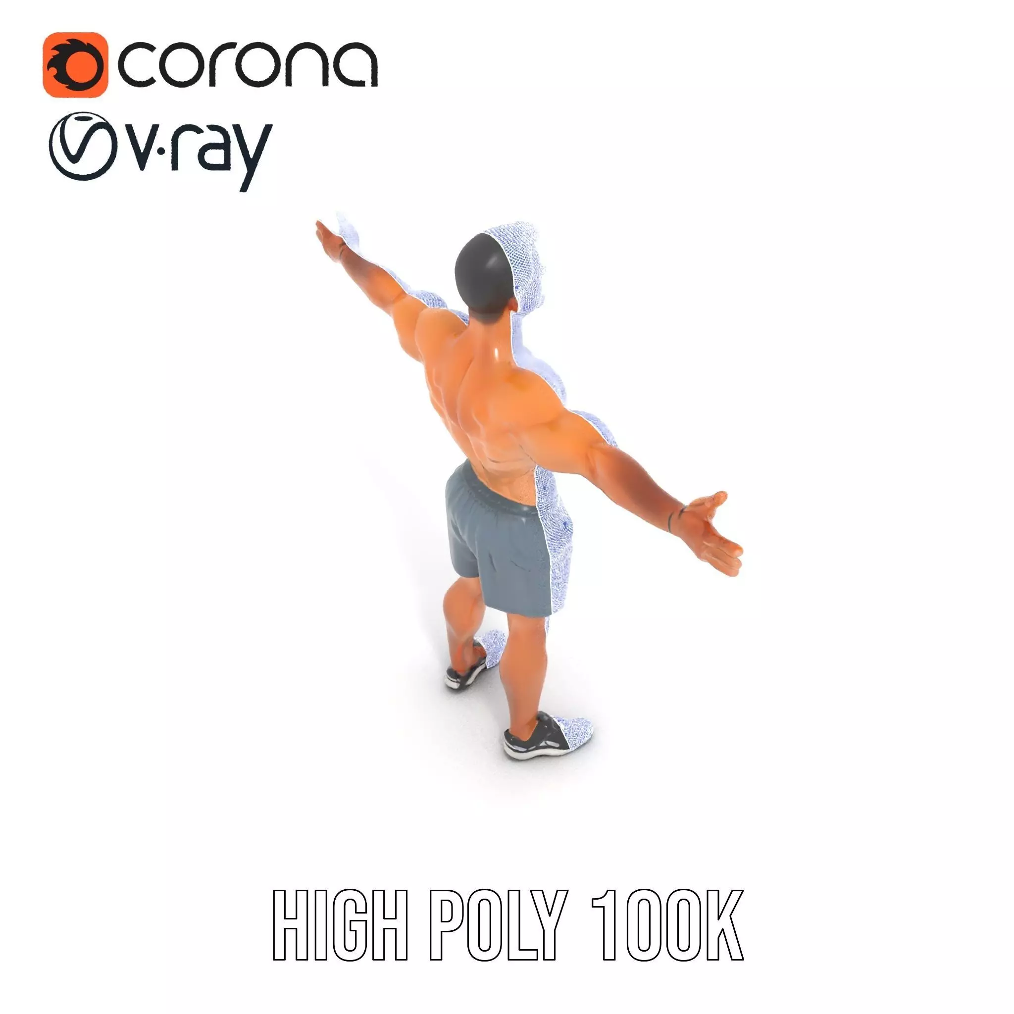 Athletic Male Figure Model Pack with Sportswear Low-poly 3D model_32