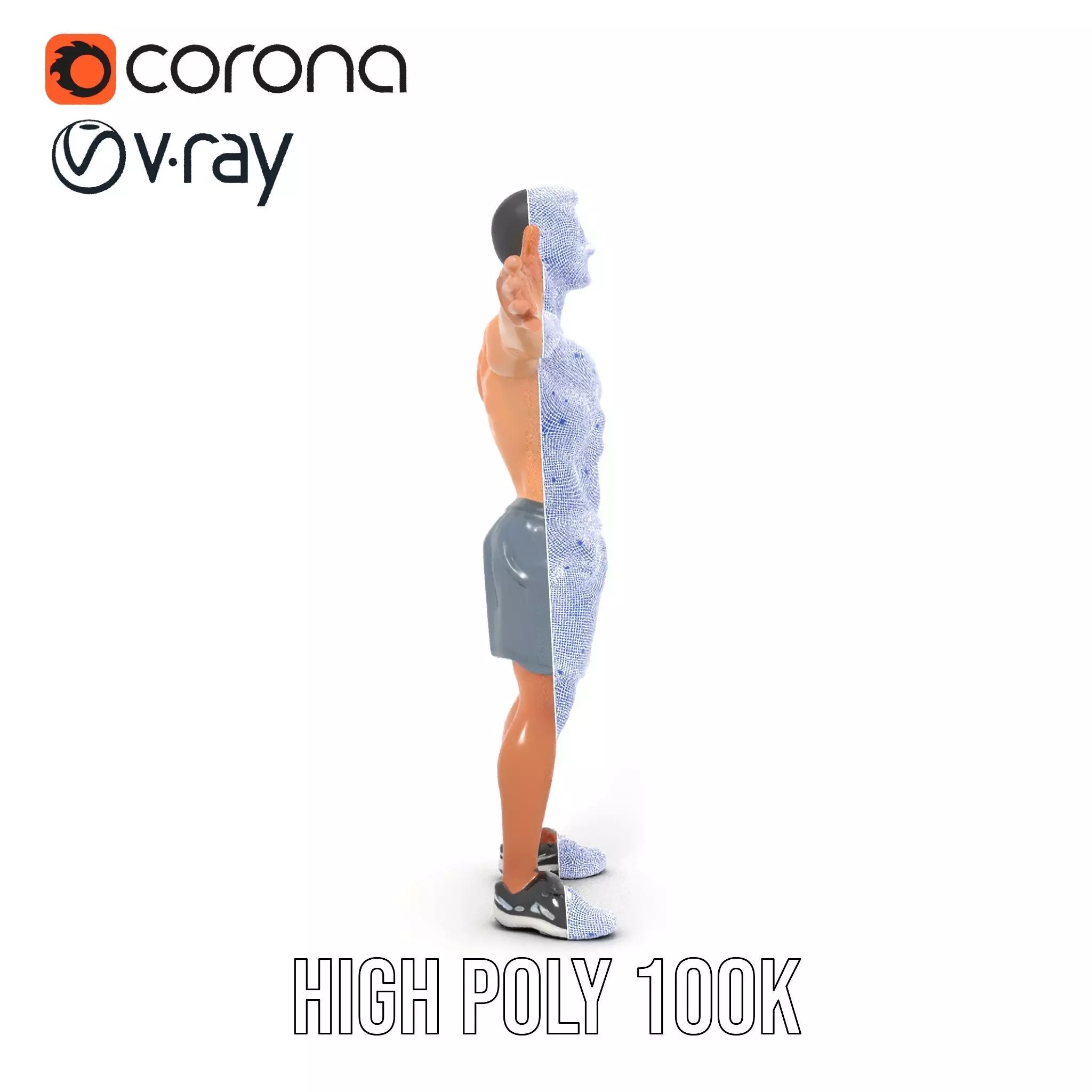 Athletic Male Figure Model Pack with Sportswear Low-poly 3D model_33